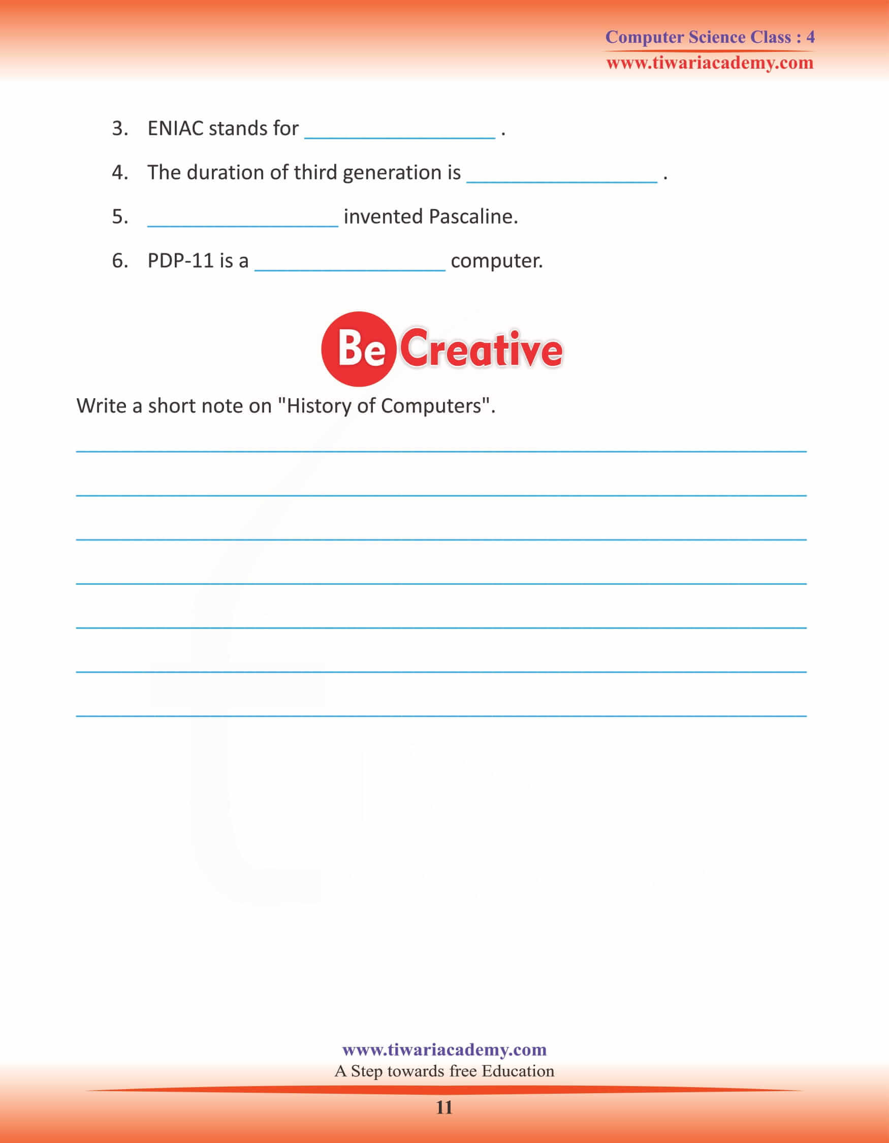 Class 4 Computer Science Chapter 1 Activity