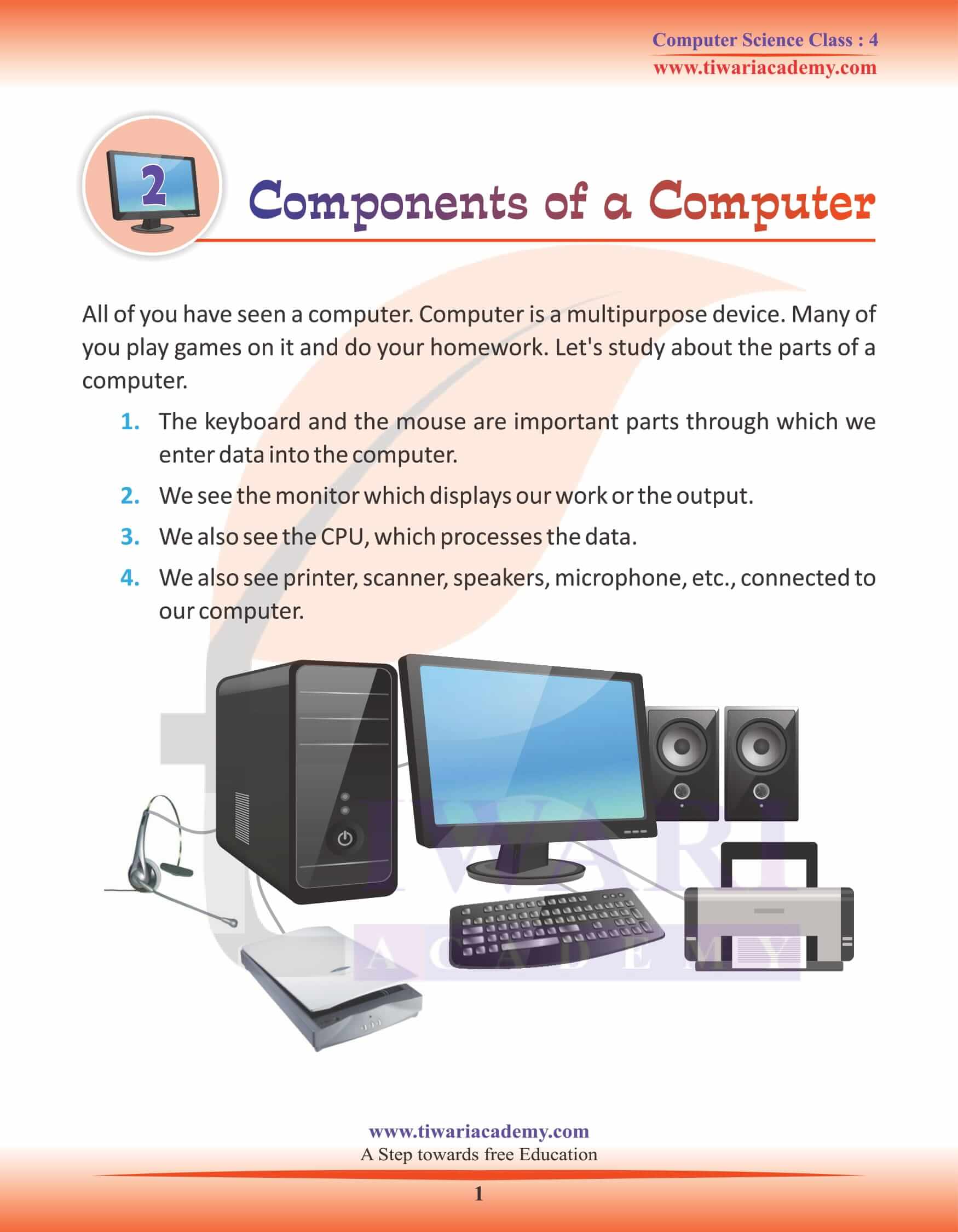 Class 4 Computer Science Chapter 2 Components of a Computer