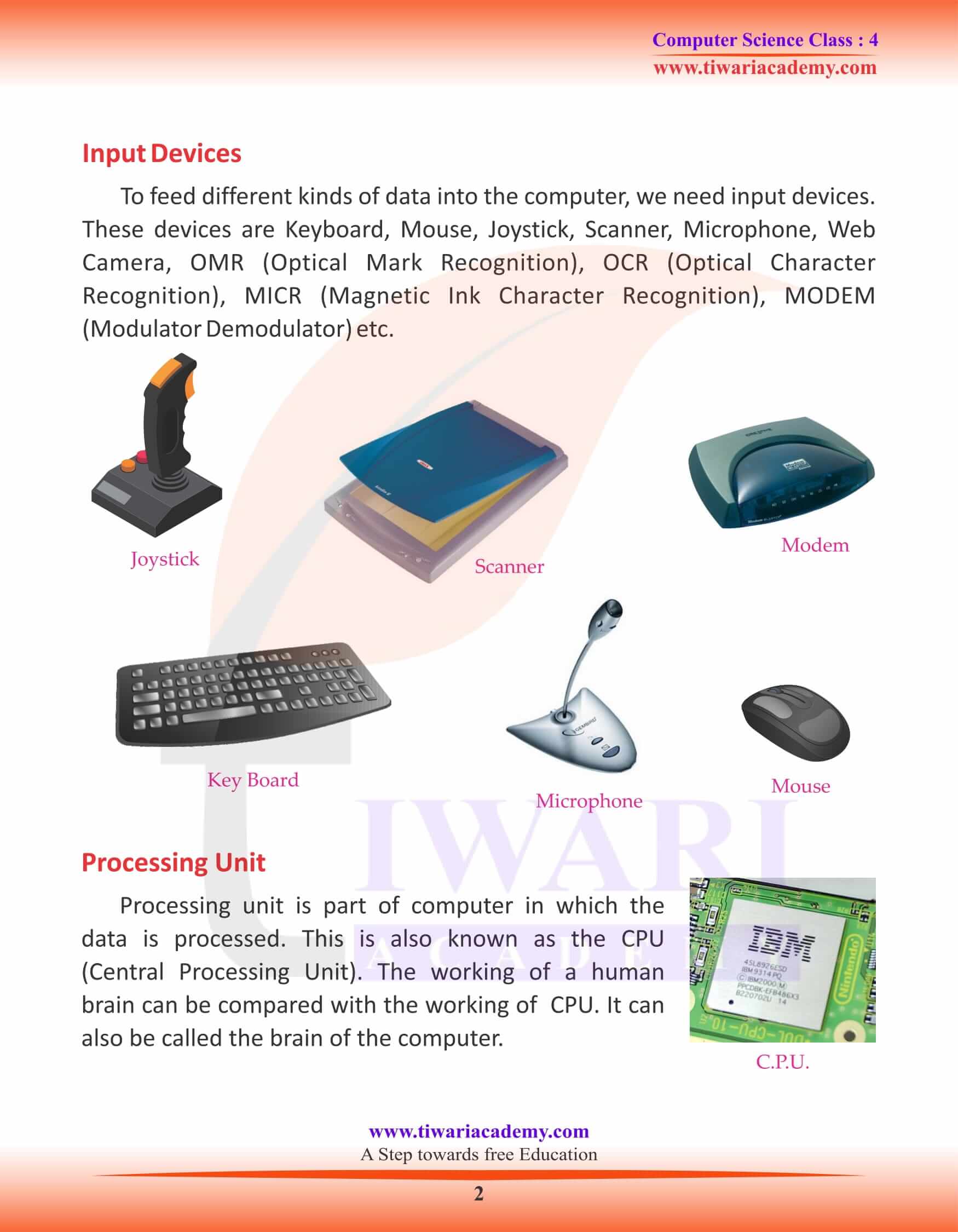 Class 4 Computer Science Chapter 3 Hardware and Software