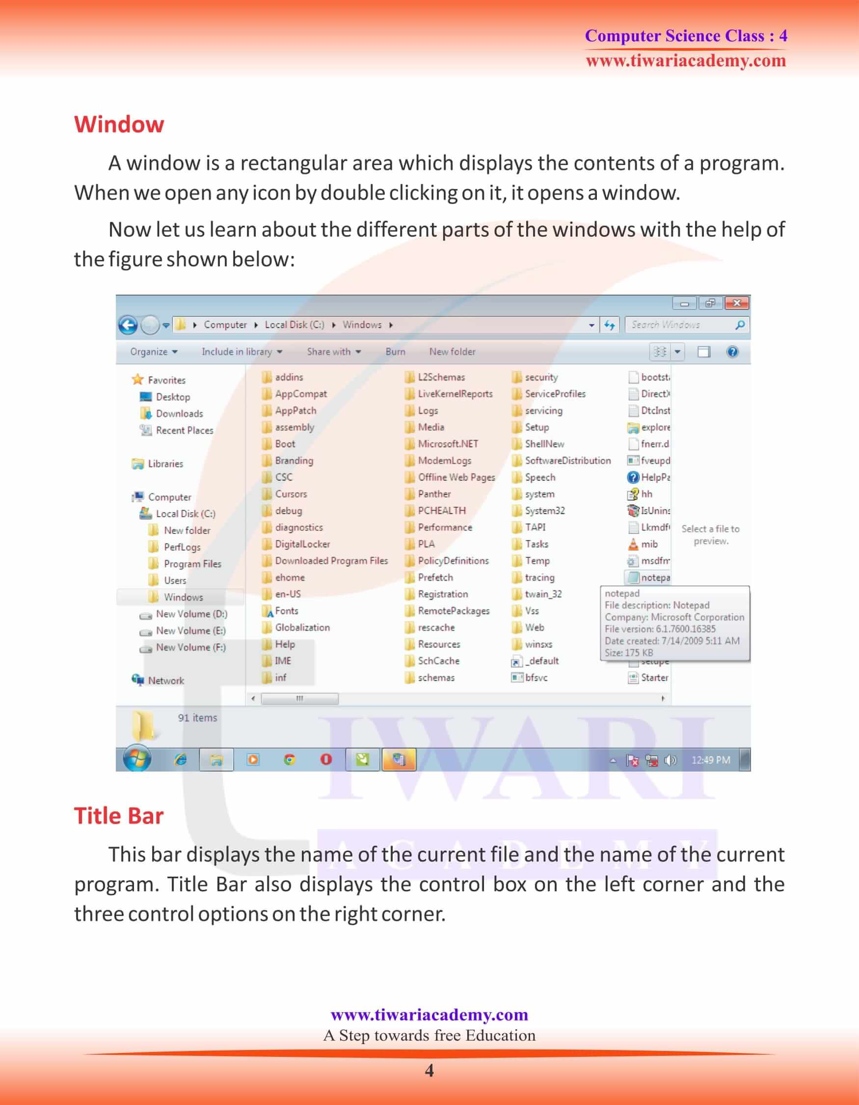 Class 4 Computer Science Chapter 4 Notes