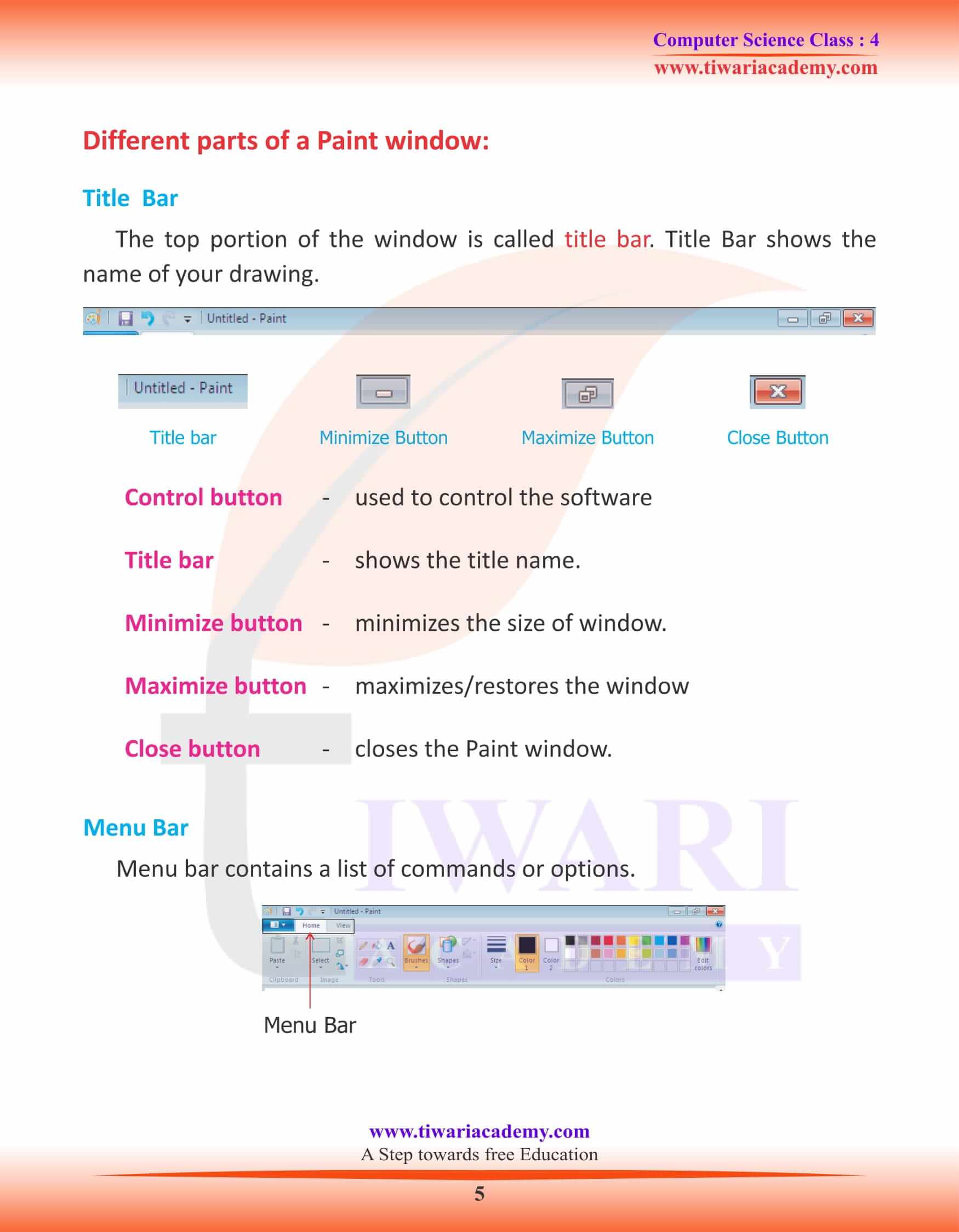 Class 4 Computer Science Chapter 5 Notes