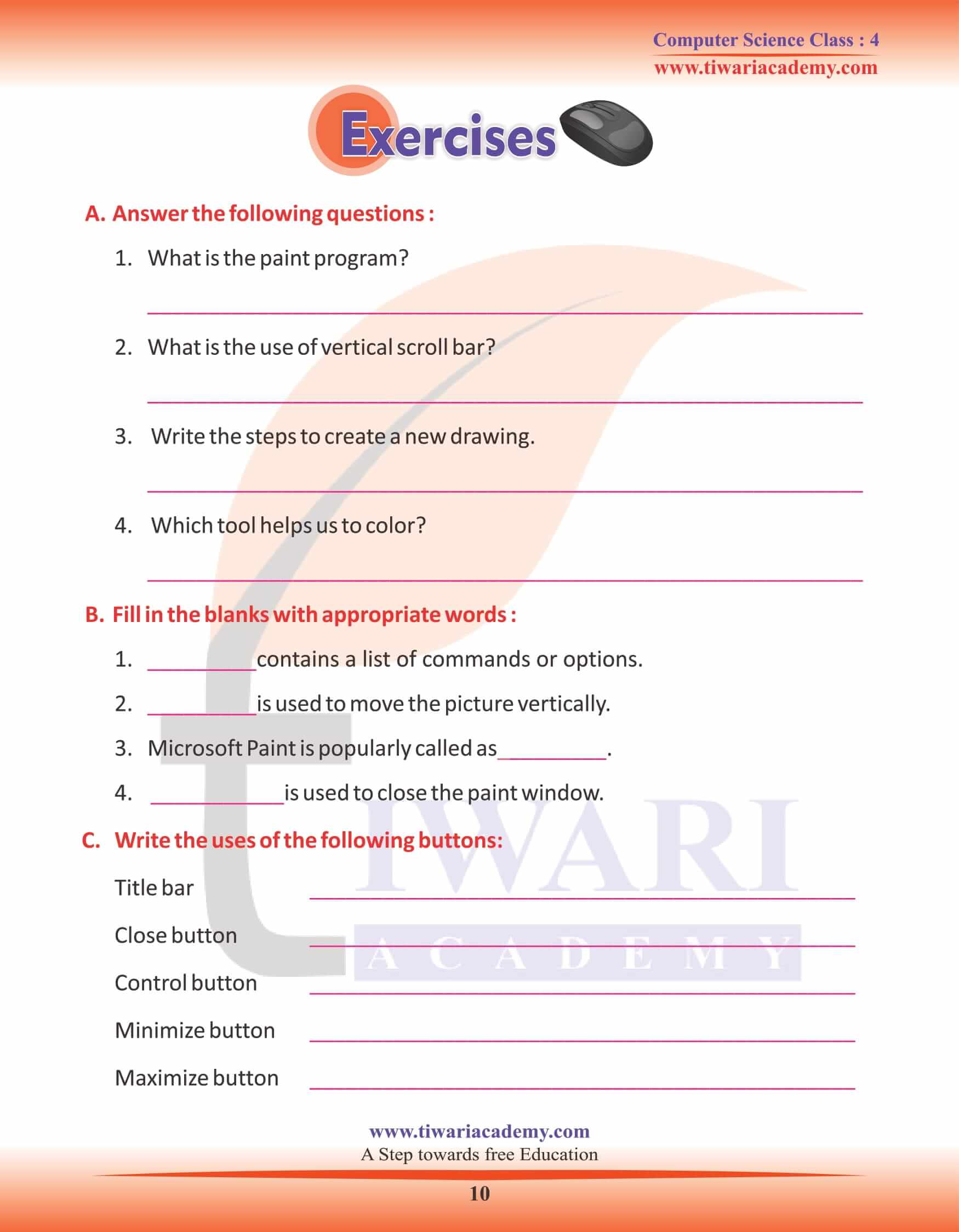 Class 4 Computer Science Chapter 5 Question Answers