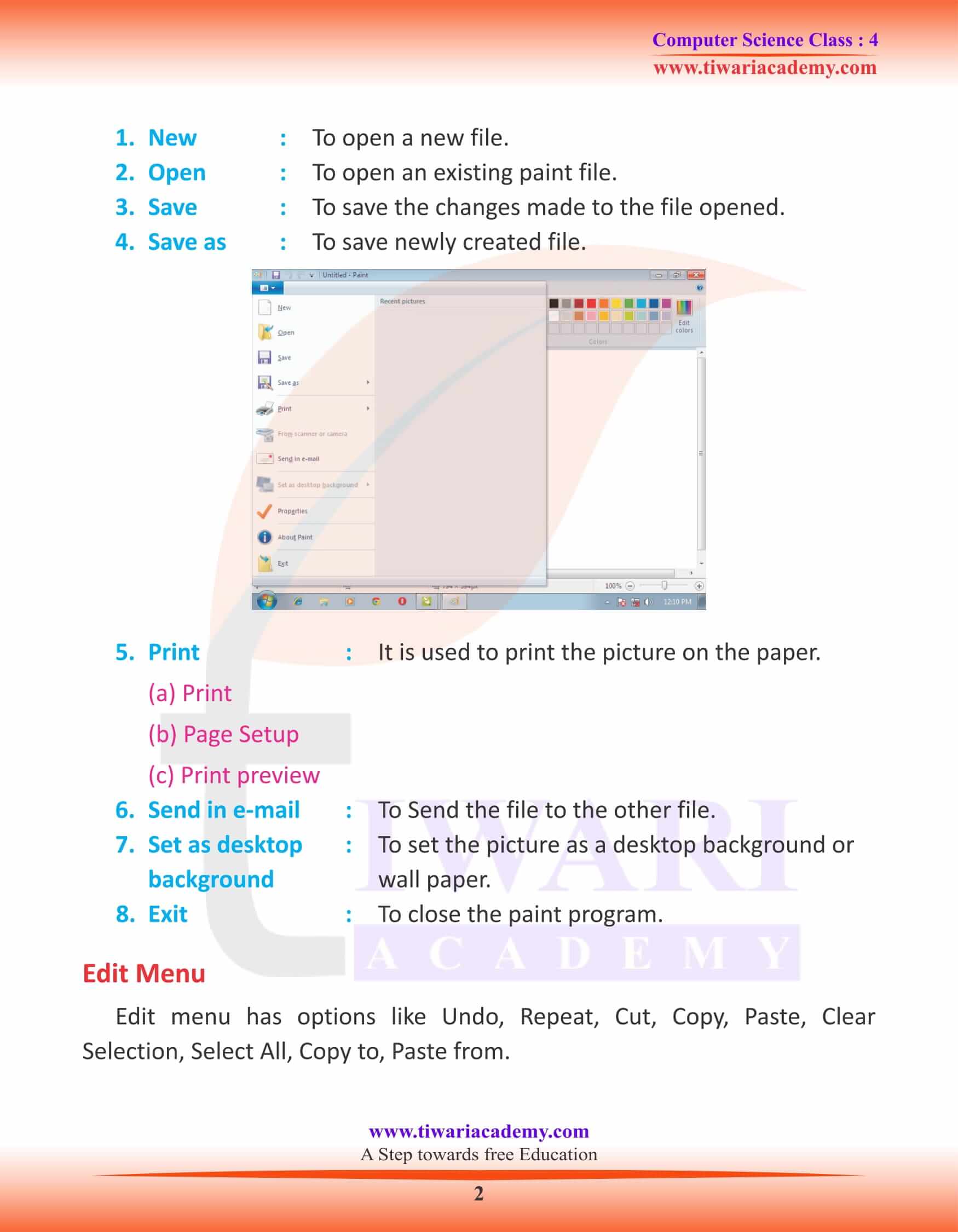 Class 4 Computer Science Chapter 6 Features of Paint