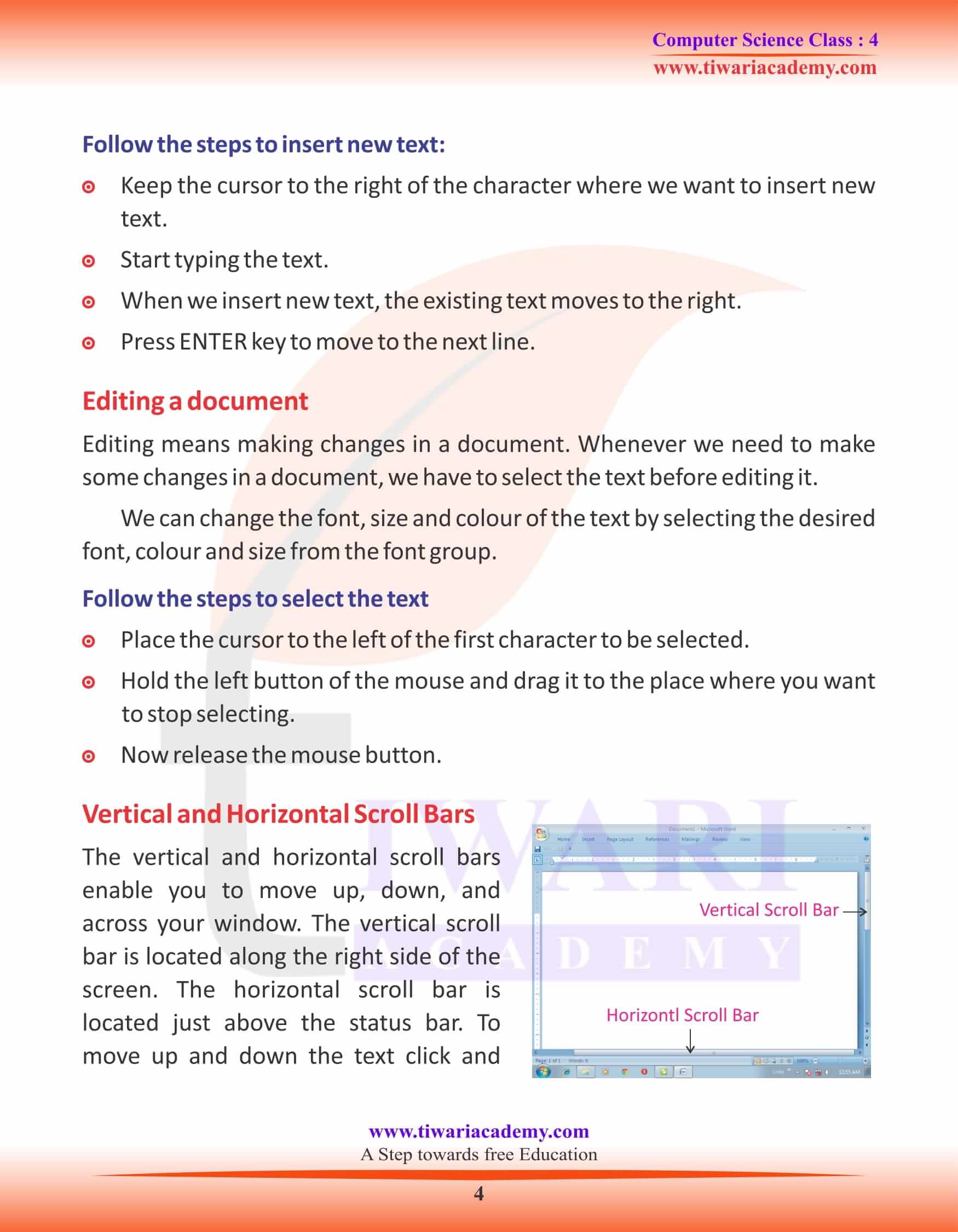 Class 4 Computer Science Chapter 7 Notes