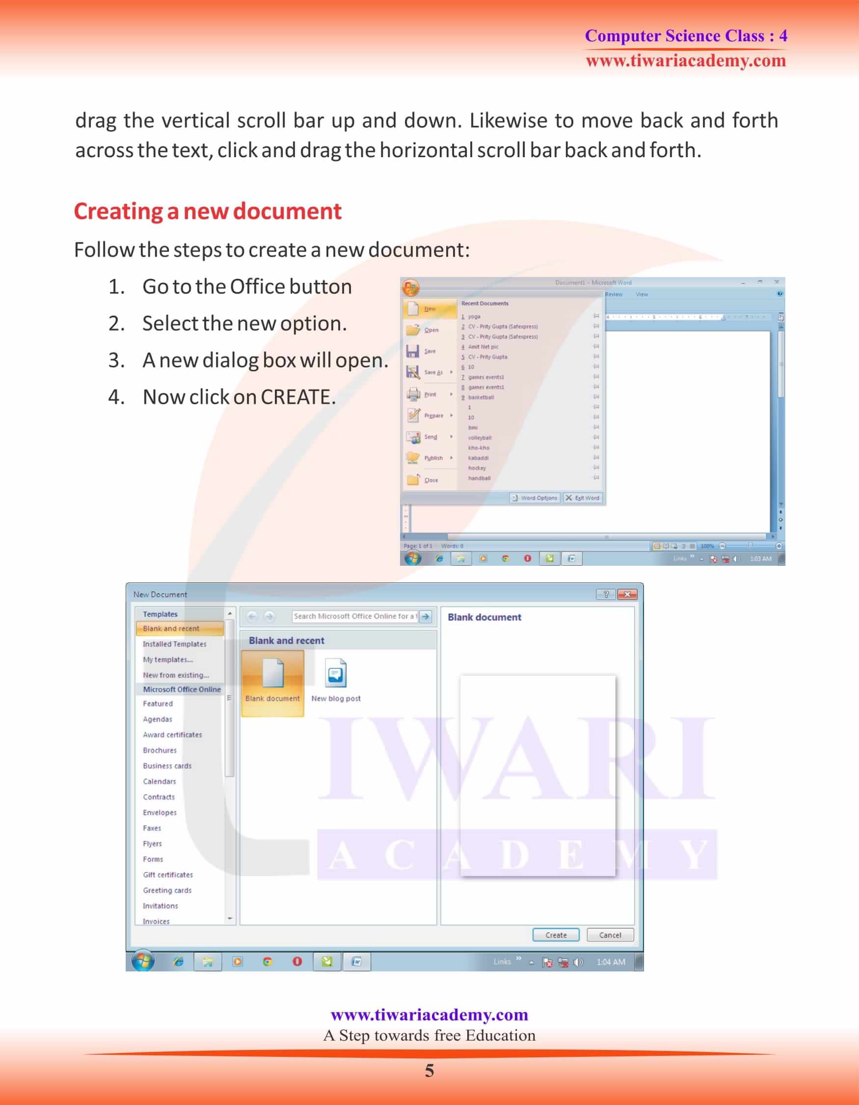 Class 4 Computer Science Chapter 7 Study Material