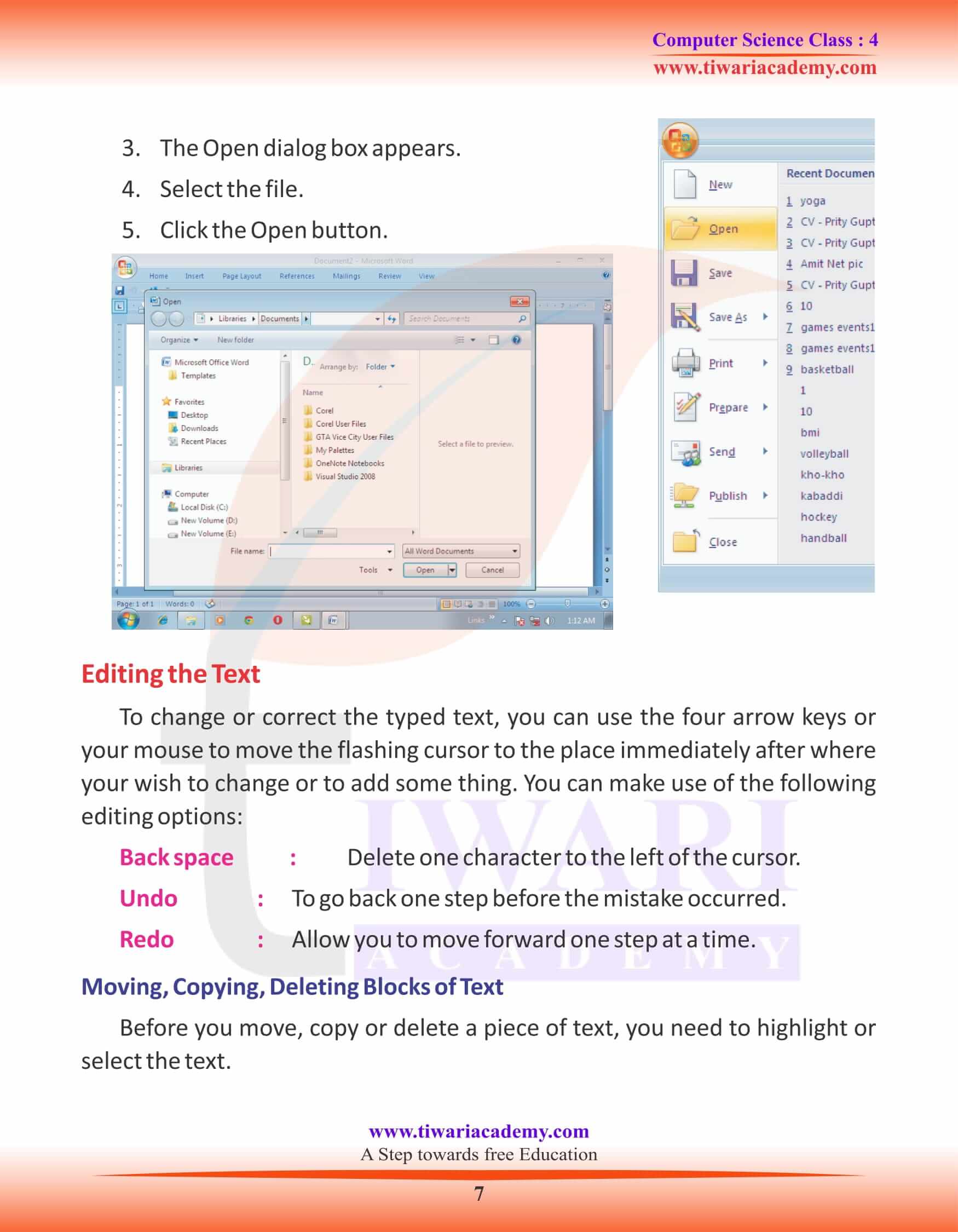 Class 4 Computer Science Chapter 7 Practice Material