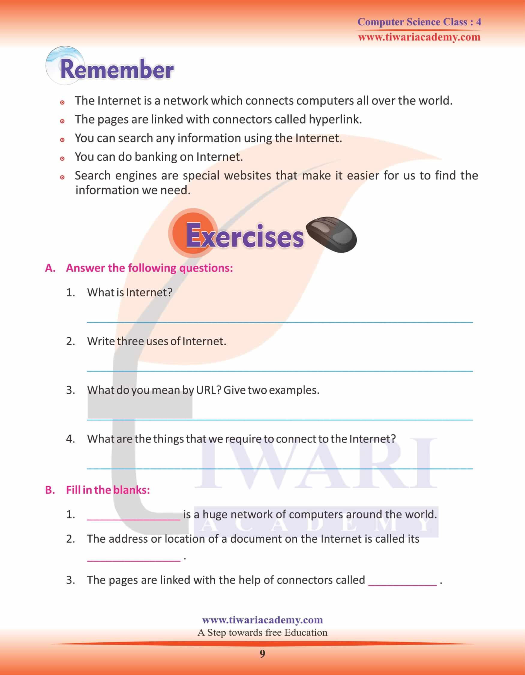 Class 4 Computer Science Chapter 9 Question Answers