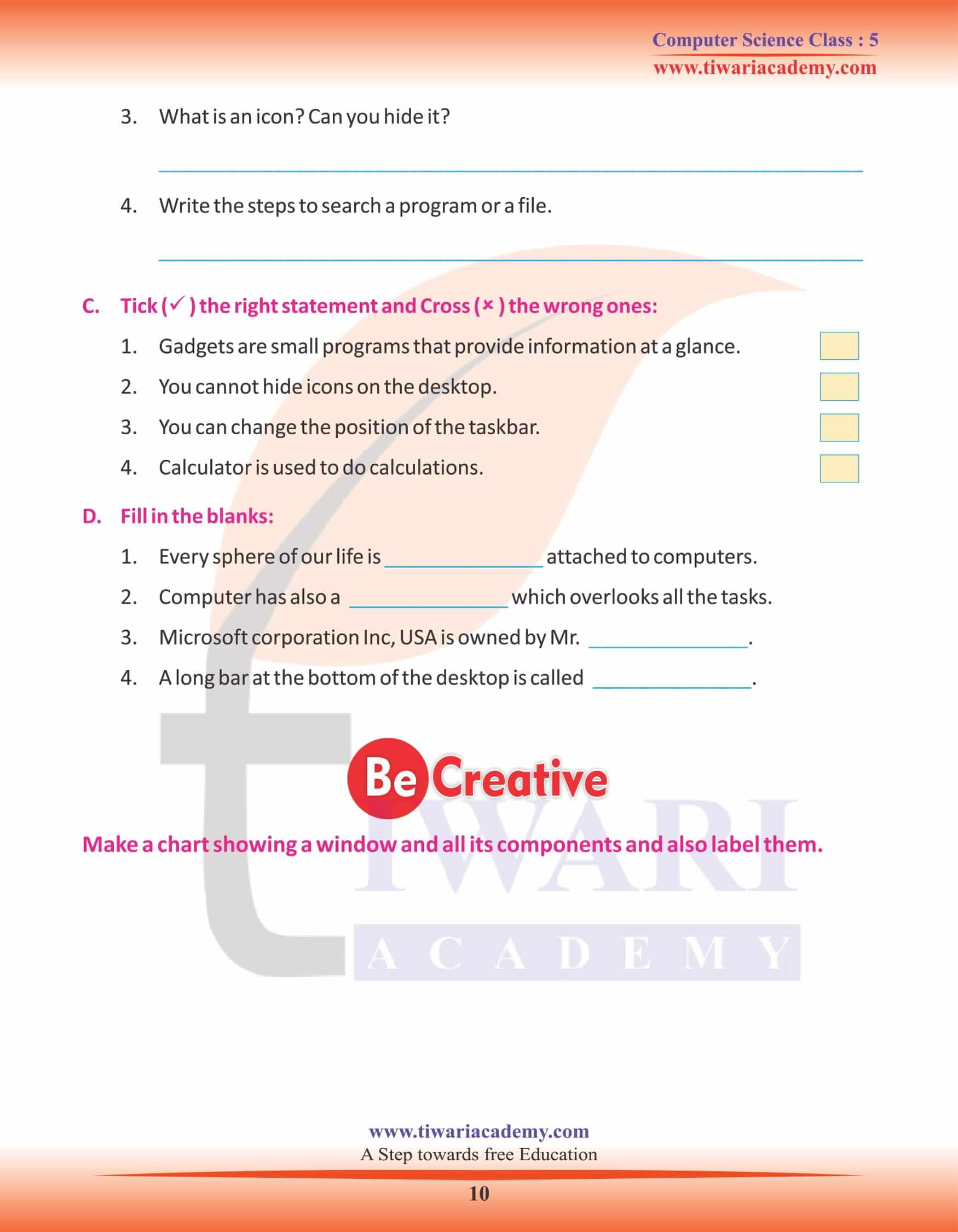 Class 5 Computer Science Chapter 2 Activity