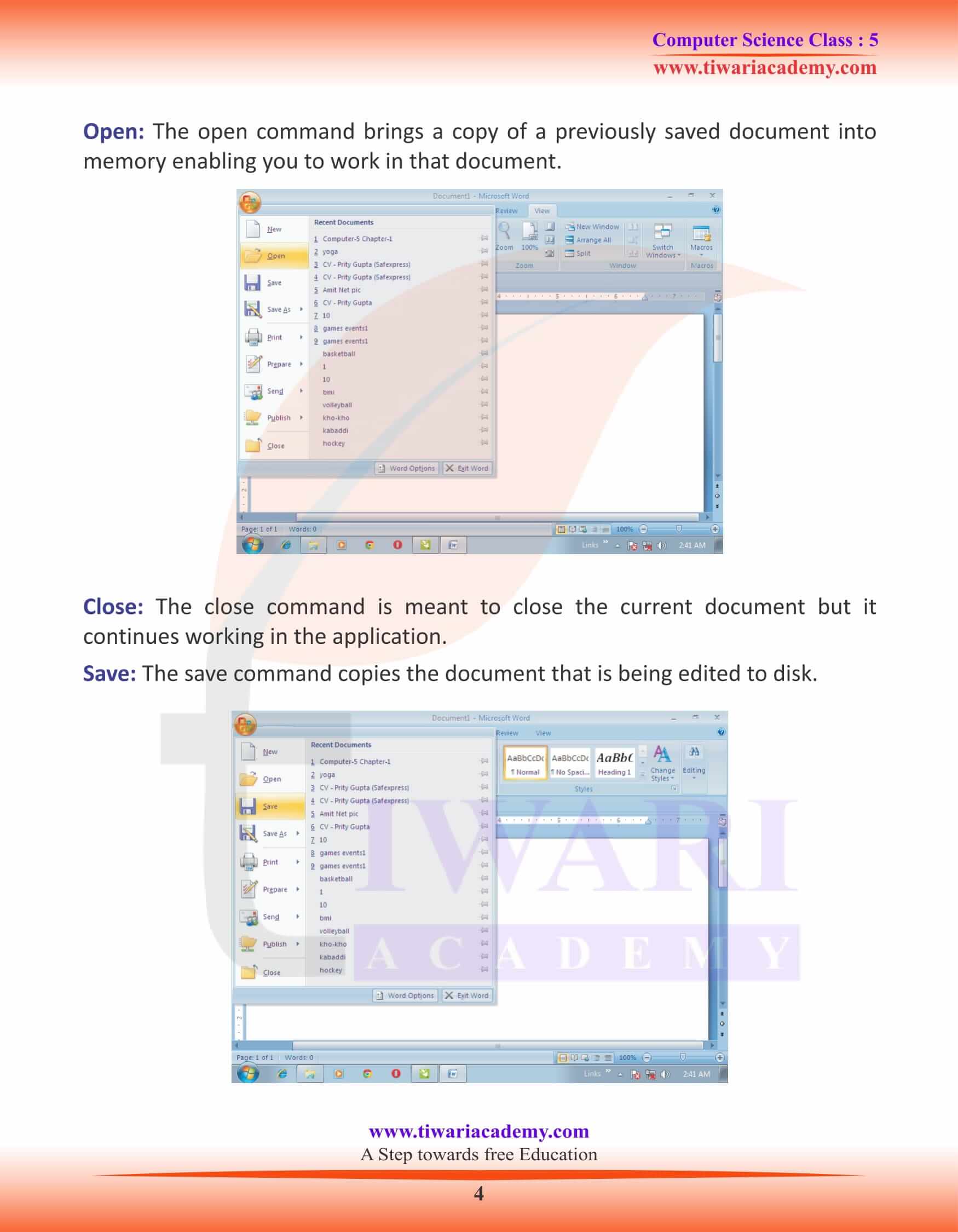 Class 5 Computer Science Chapter 4 Assignments