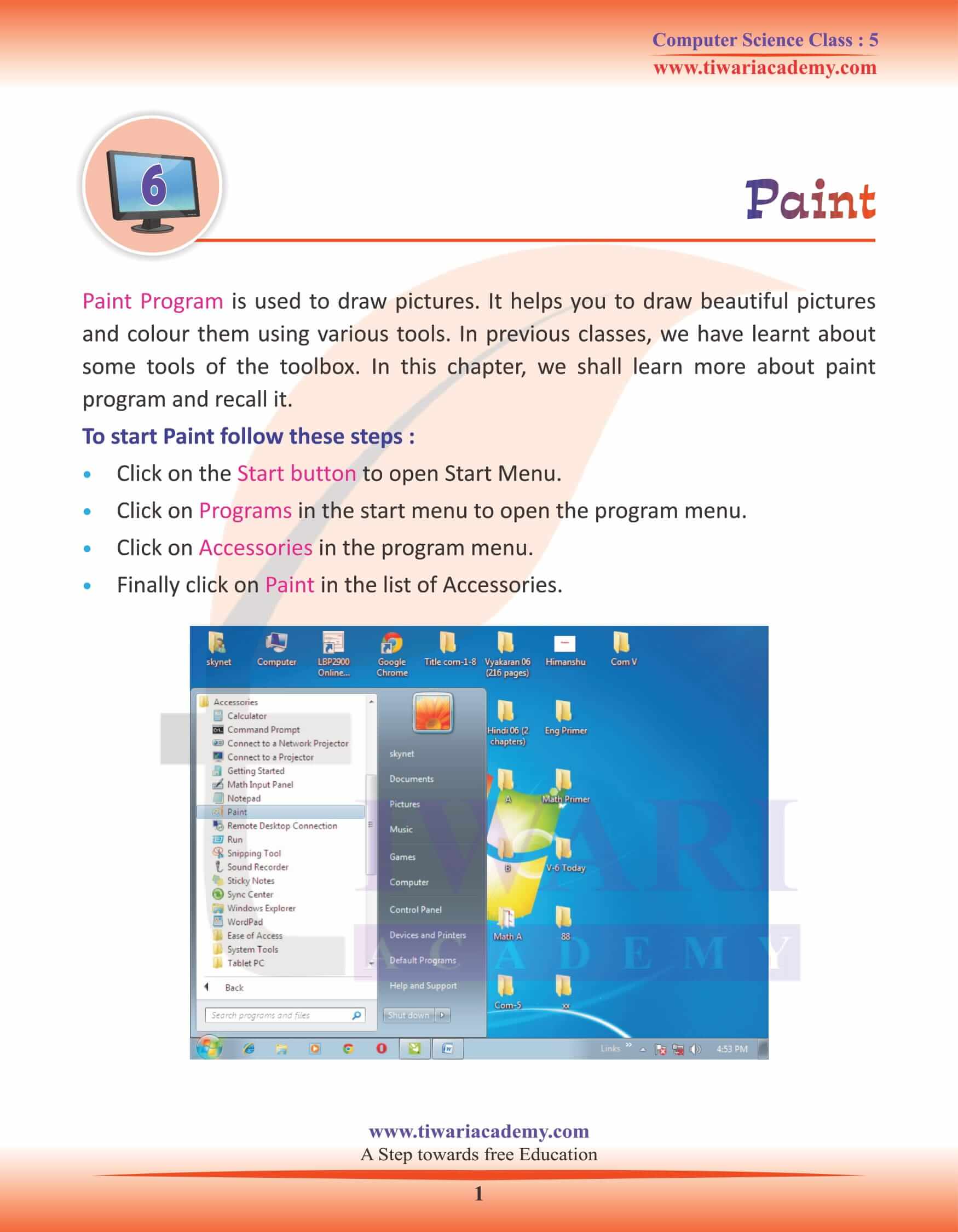 Class 5 Computer Science Chapter 6 Paint