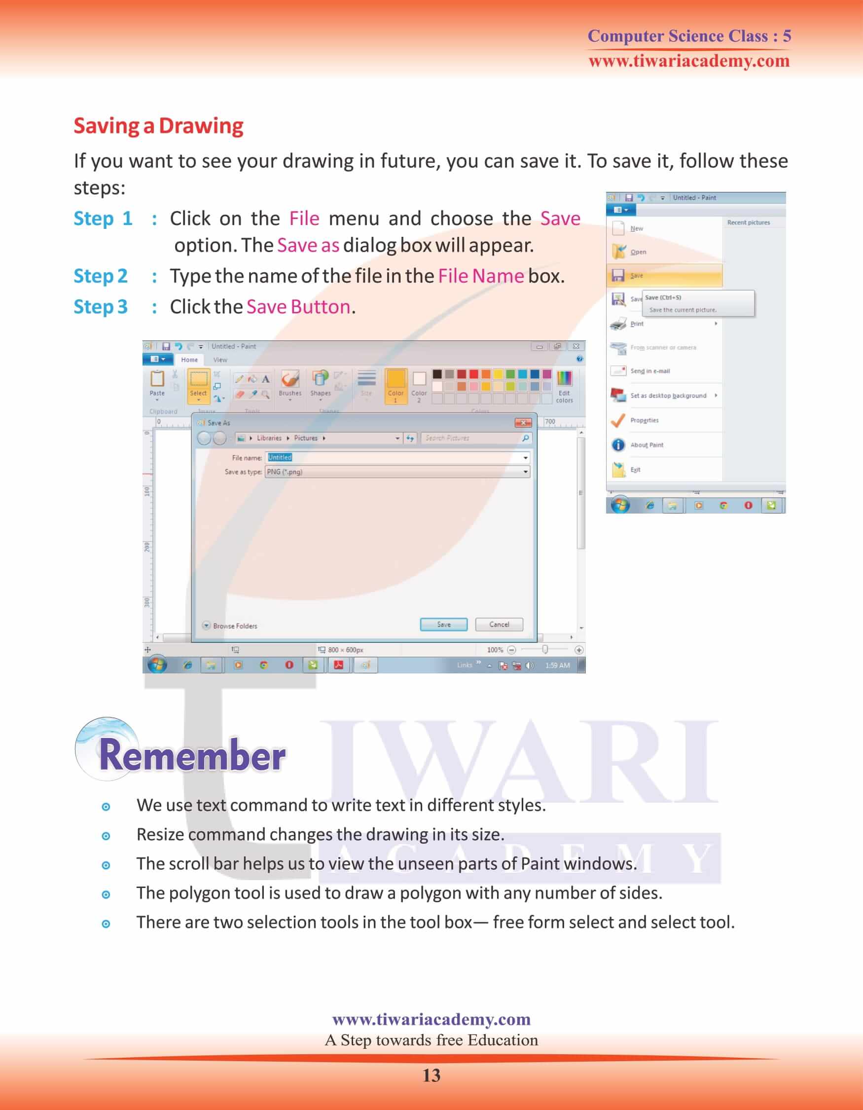 Class 5 Computer Science Chapter 6 Worksheet