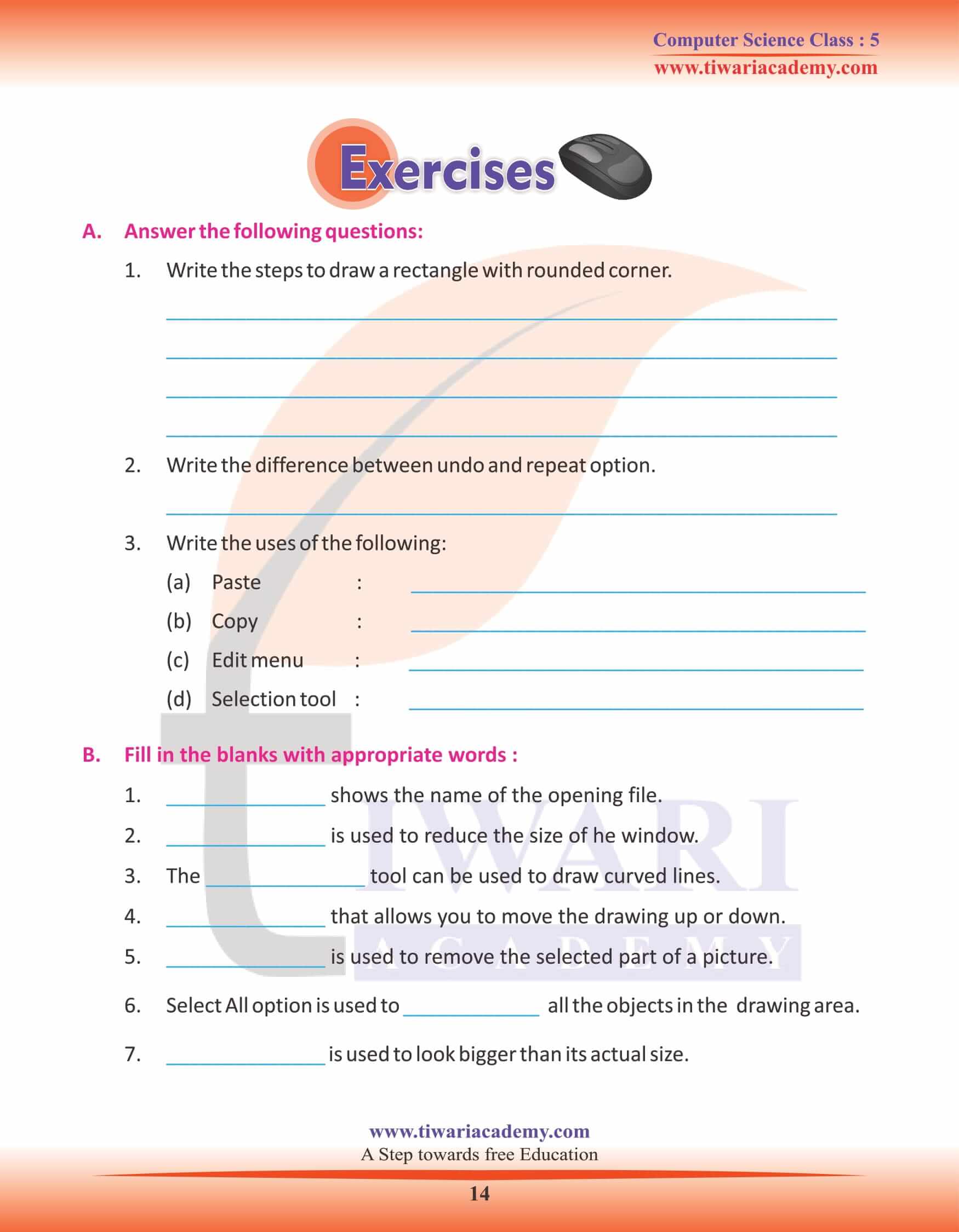 Class 5 Computer Science Chapter 6 Question Answers