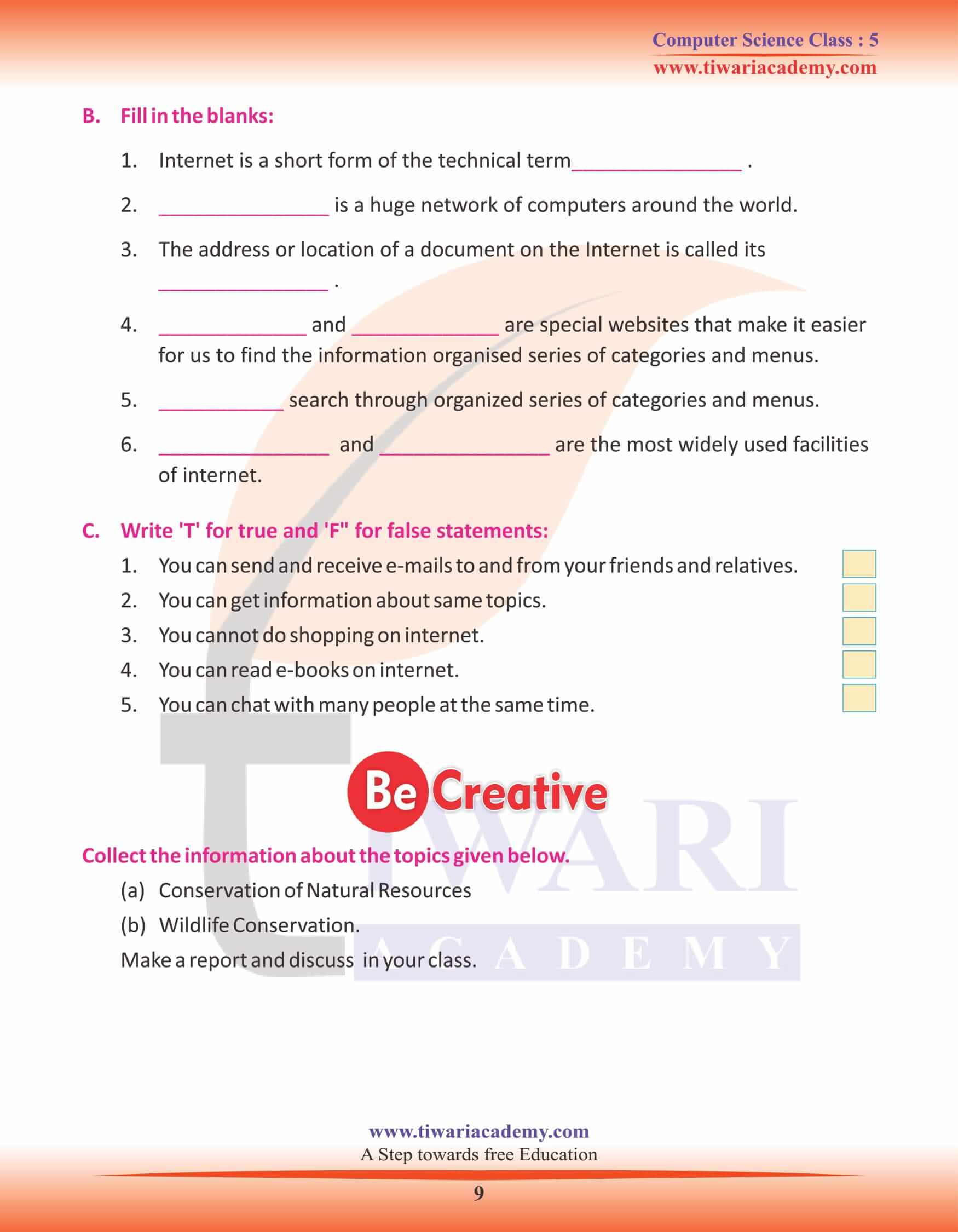 Class 5 Computer Science Chapter 7 Activity