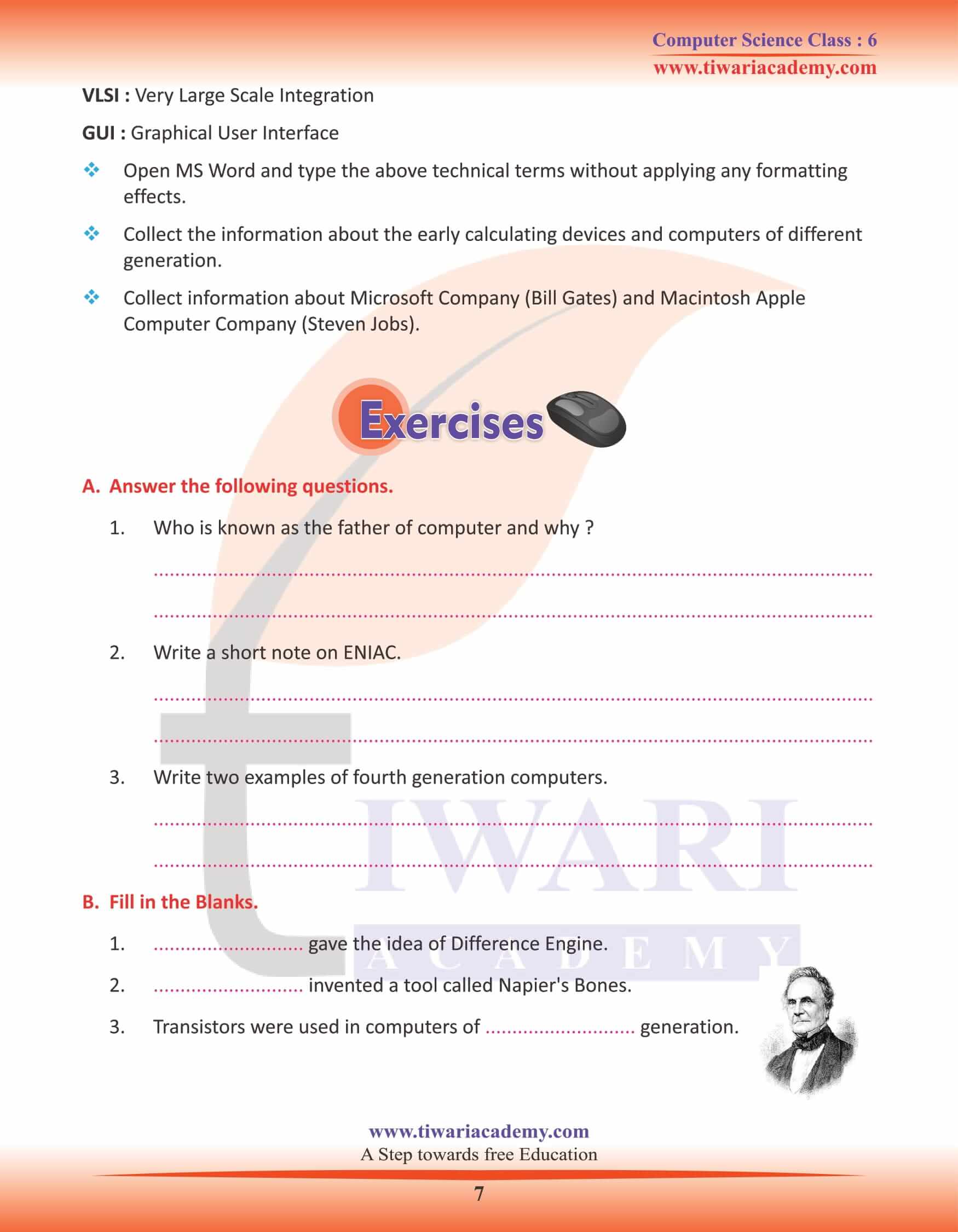 Class 6 Computer Science Chapter 1 Question Answers