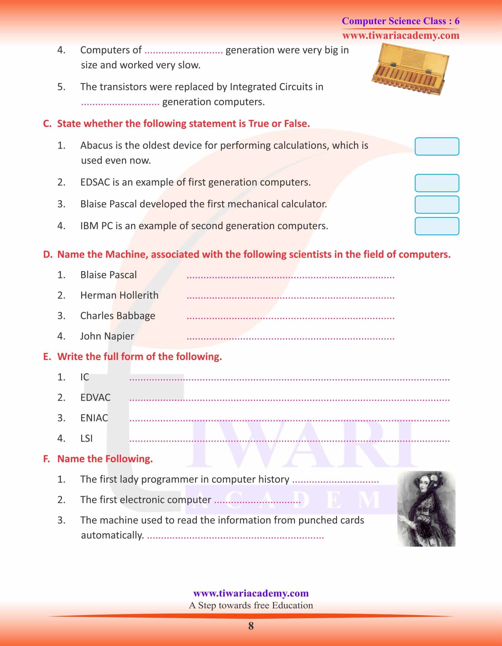 Class 6 Computer Science Chapter 1 Activity