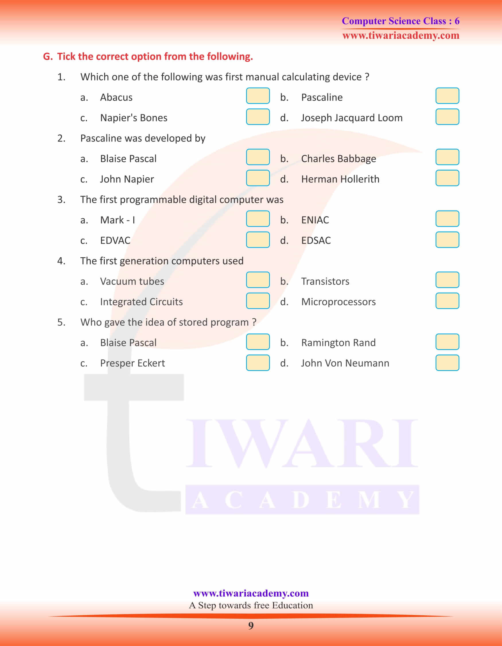 Class 6 Computer Science Chapter 1 Exercises