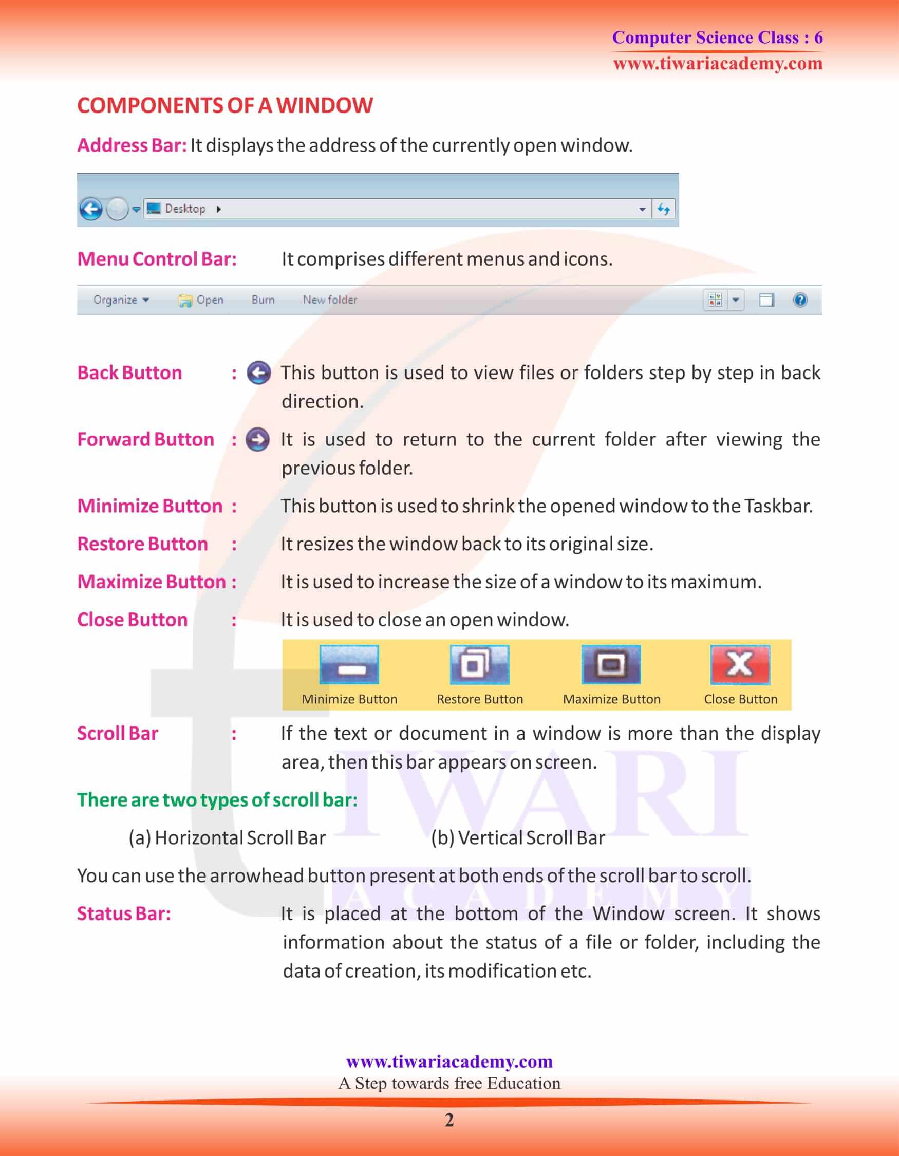 Class 6 Computer Science Chapter 2 MS Windows