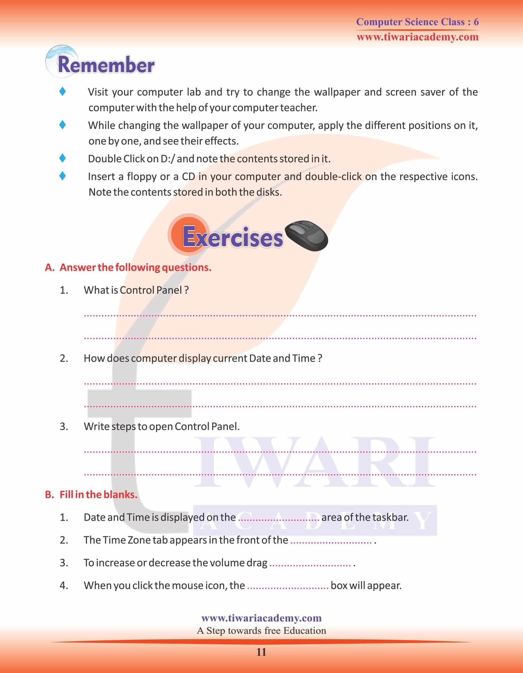 Class 6 Computer Science Chapter 2 Question Answers