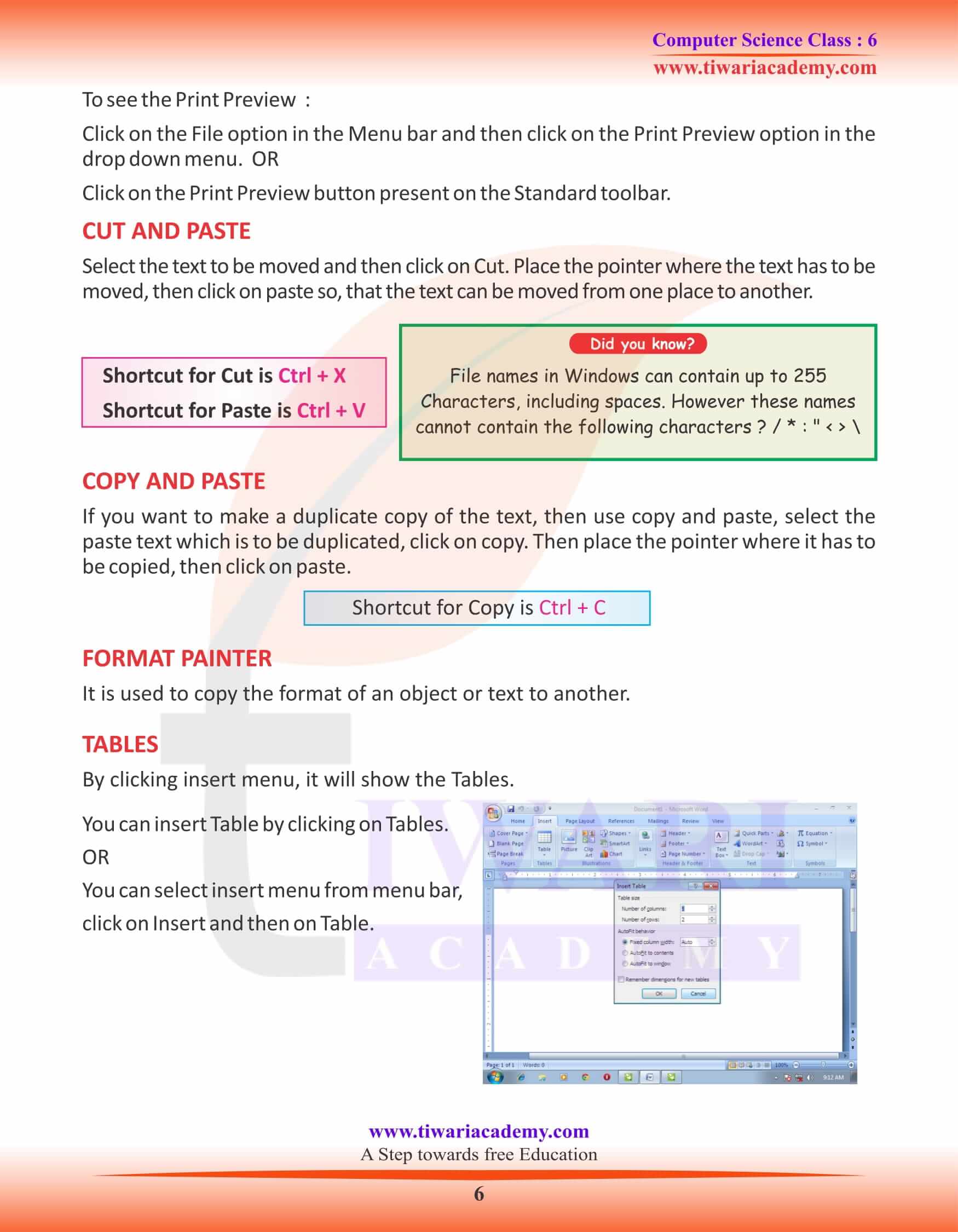 Class 6 Computer Science Chapter 3 Study Material