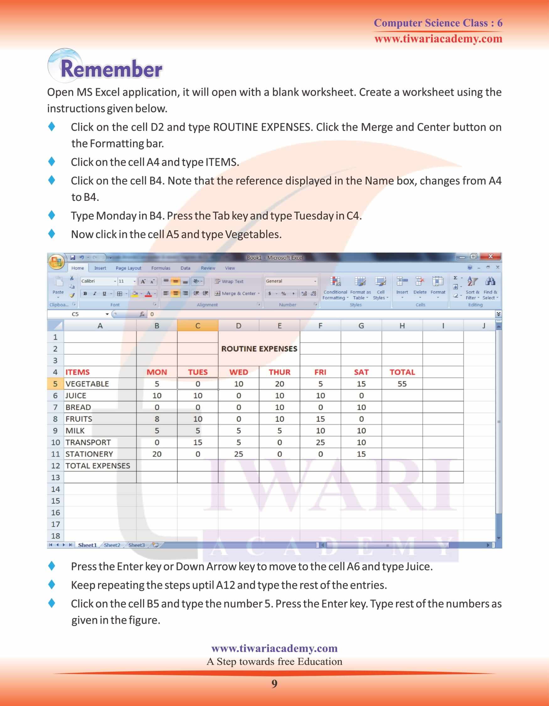 Class 6 Computer Science Chapter 4 Activity