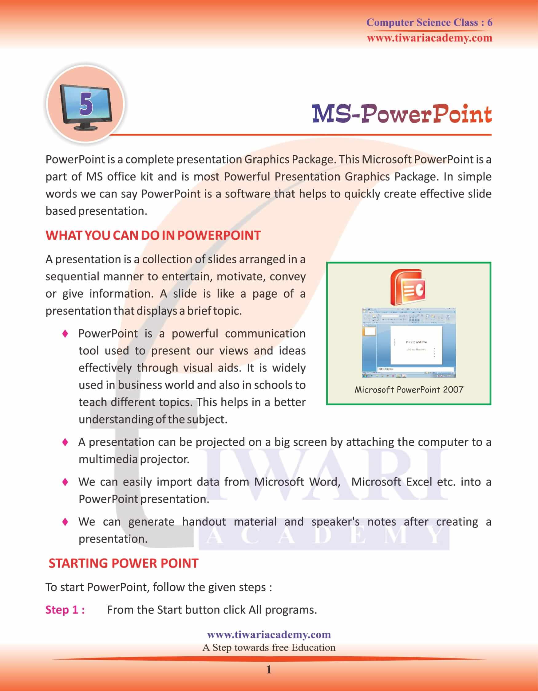 powerpoint presentation for class 6