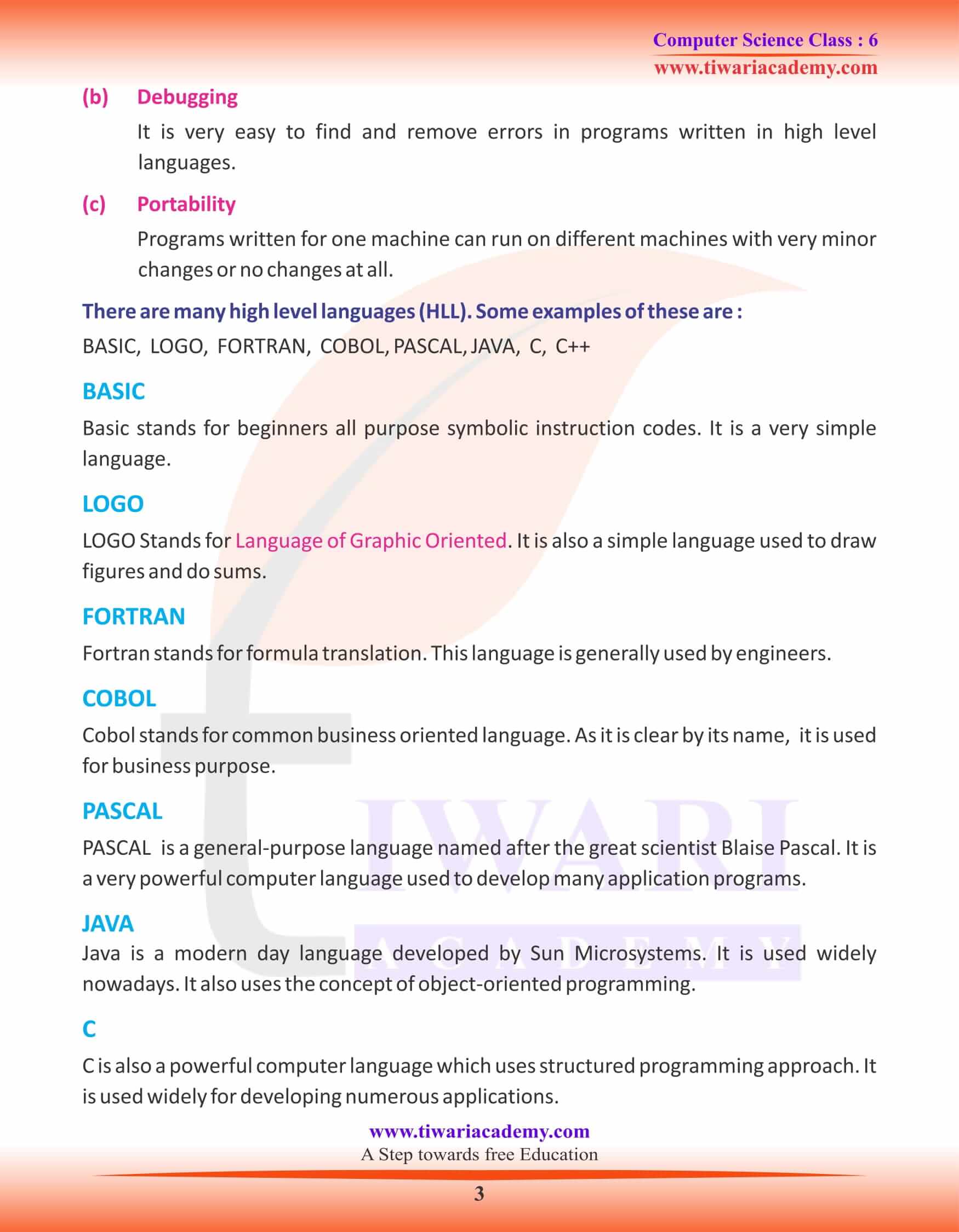 Class 6 Computer Science Chapter 6 Computer Programming