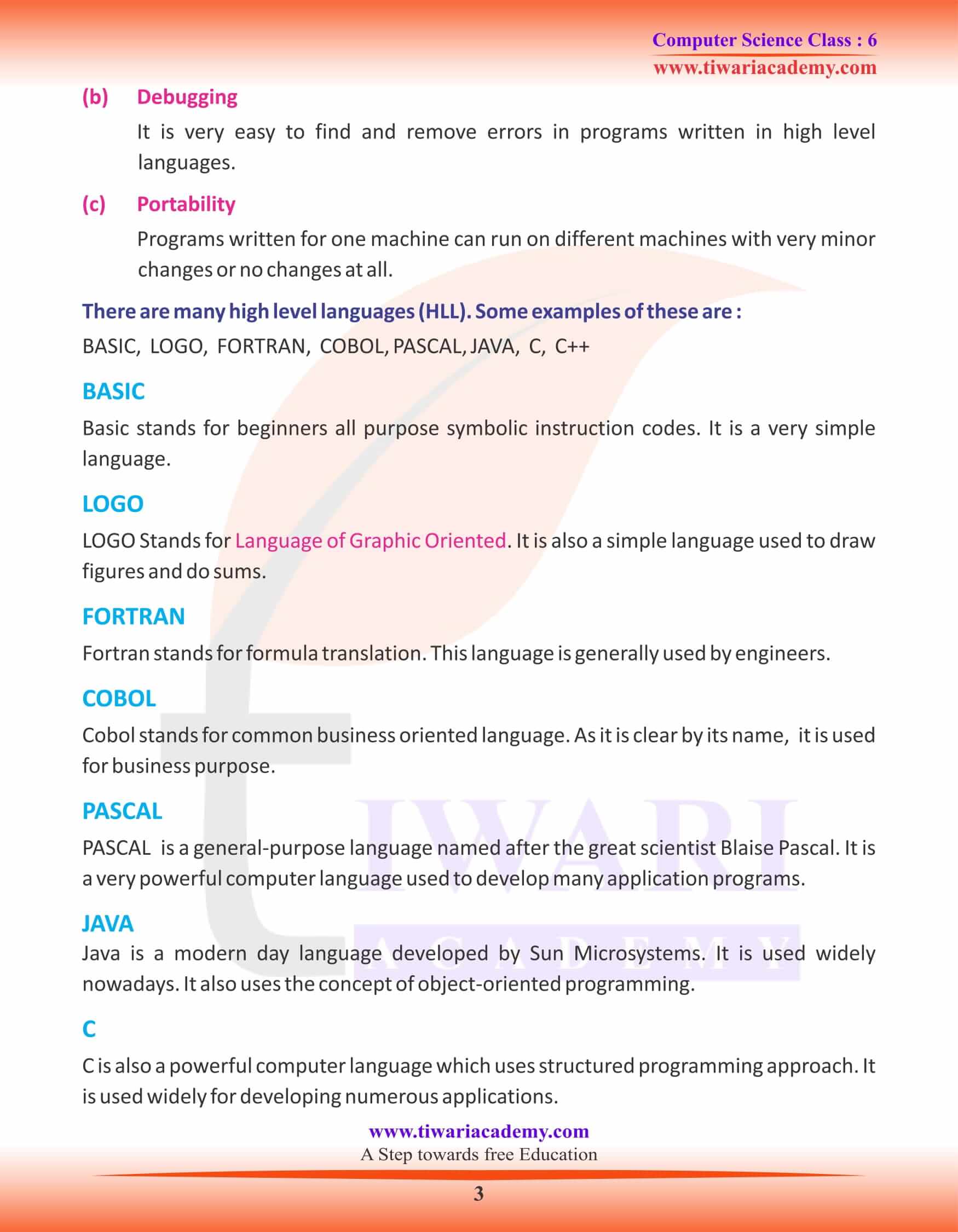 Class 6 Computer Science Chapter 6 Computer Programming