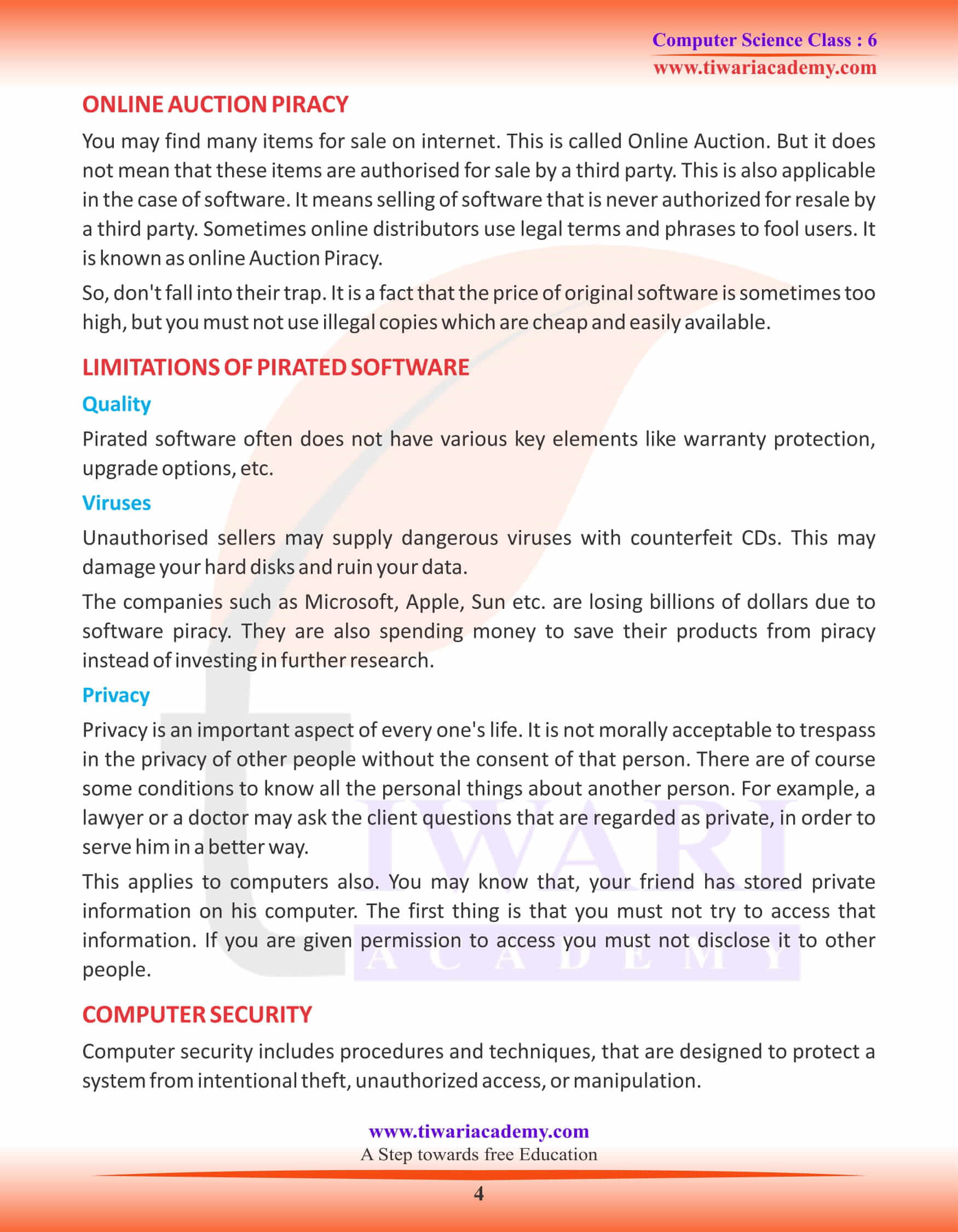 Class 6 Computer Science Chapter 8 Notes