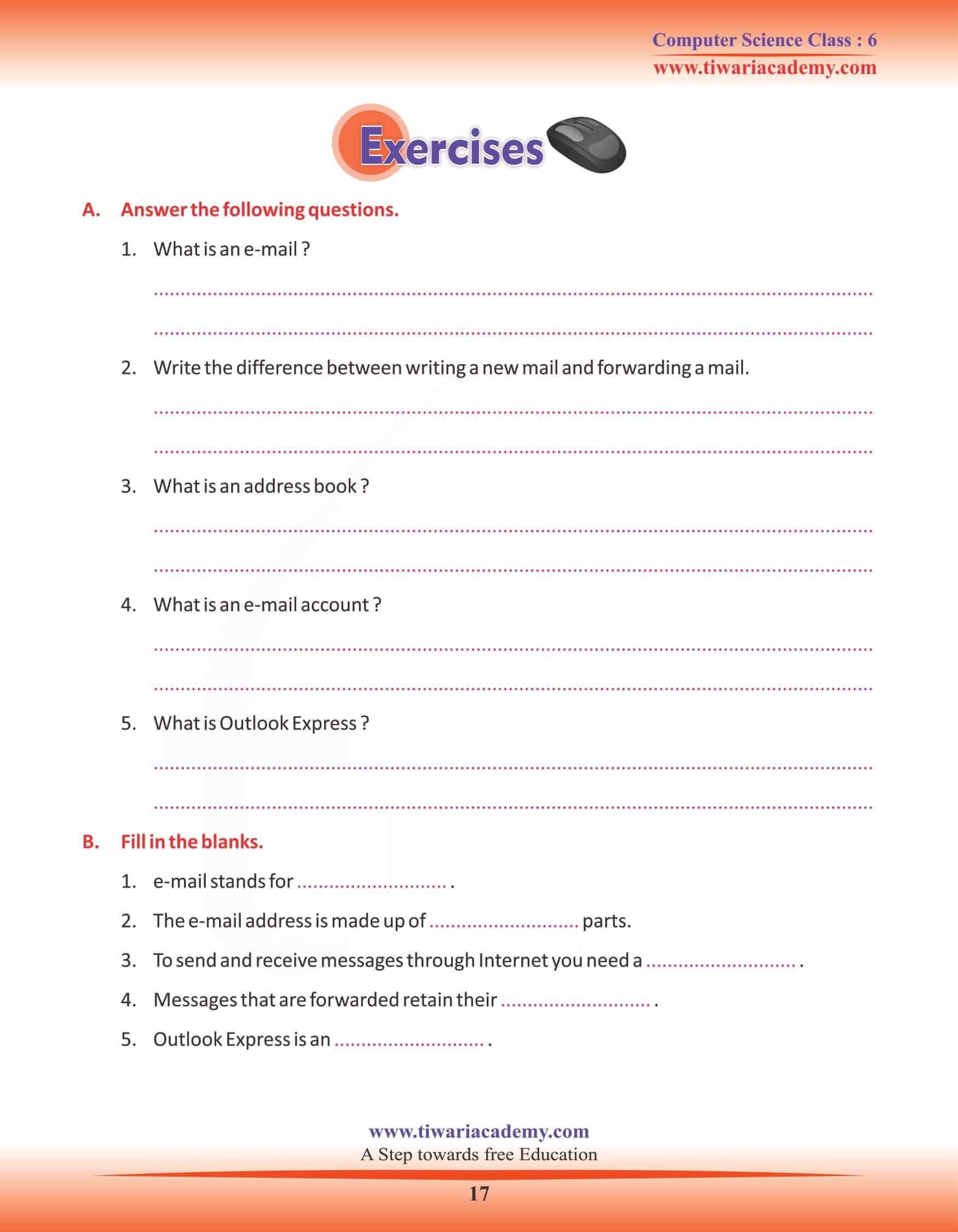 Class 6 Computer Science Chapter 9 Question answers