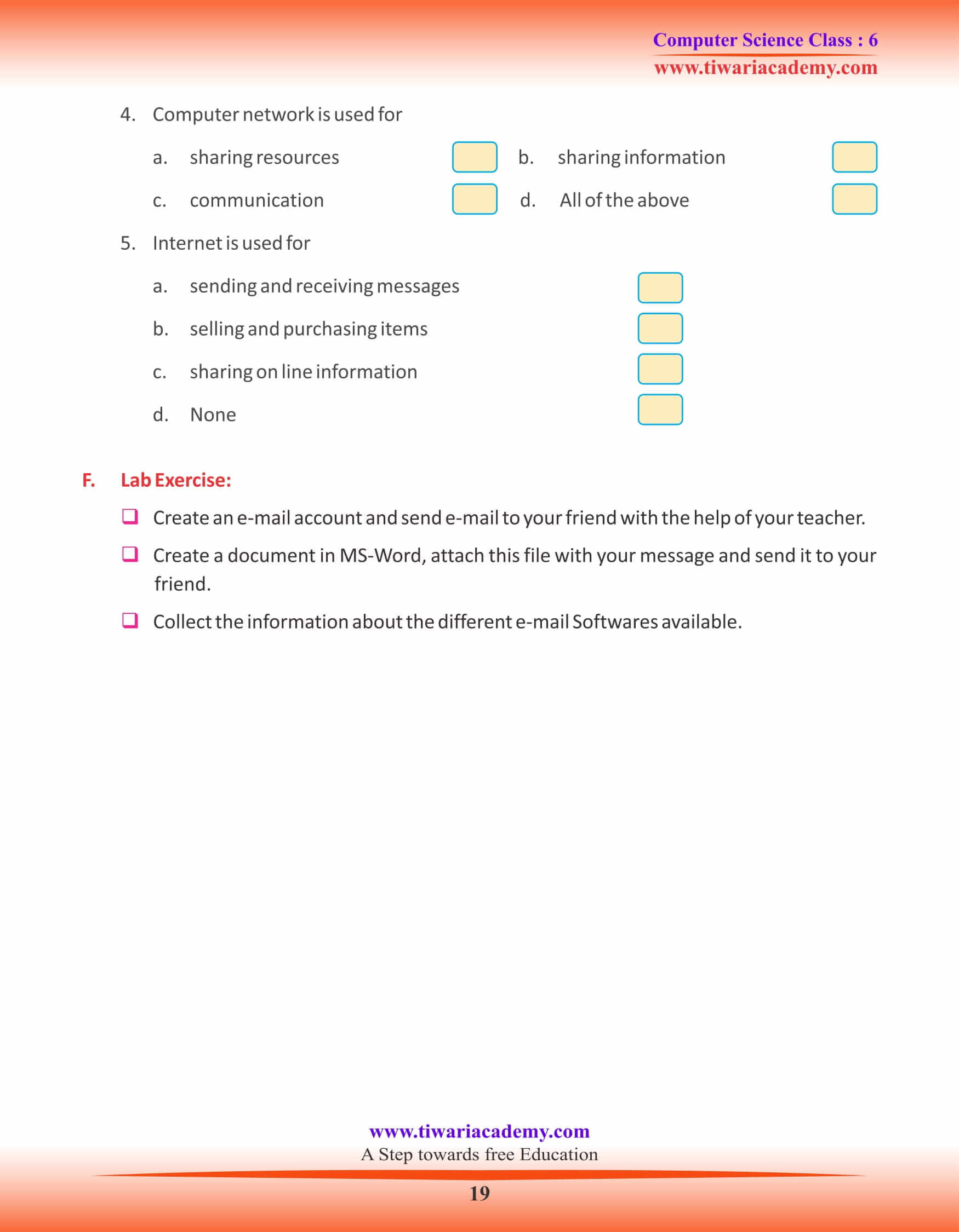 Class 6 Computer Science Chapter 9 Activities