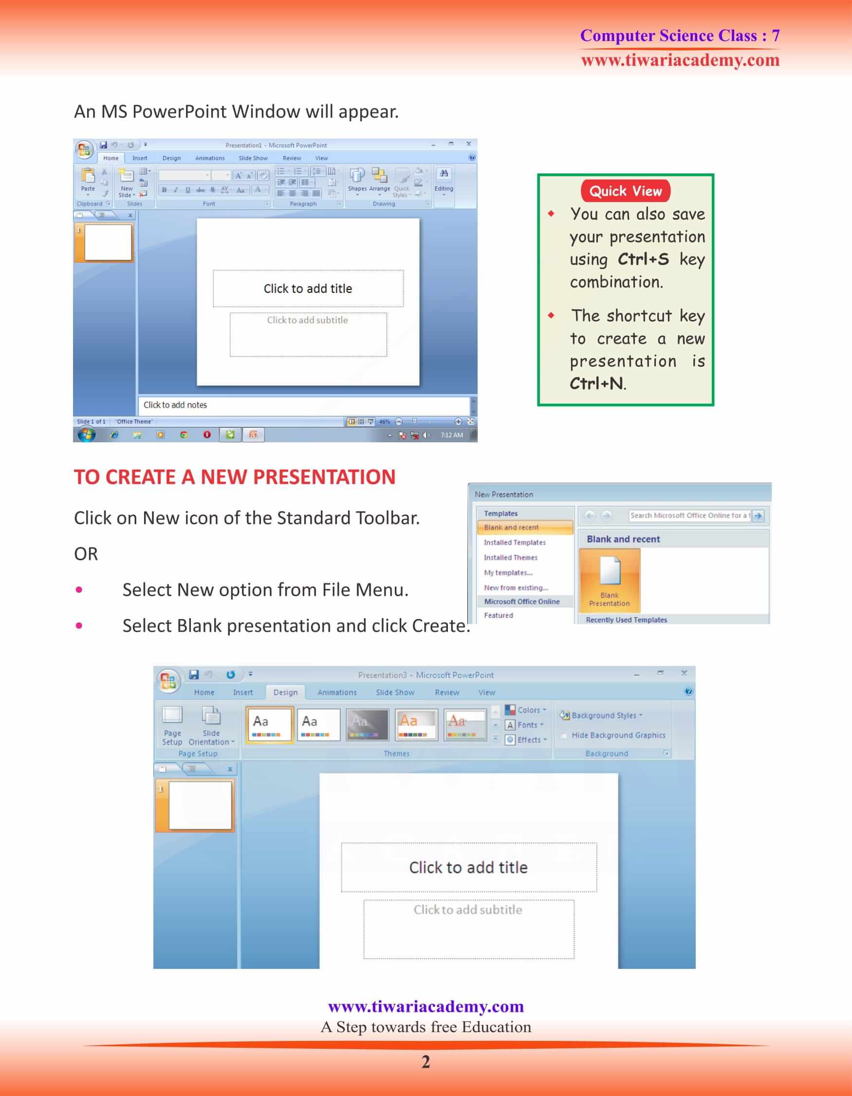 Class 7 Computer Science Chapter 3 Microsoft PowerPoint