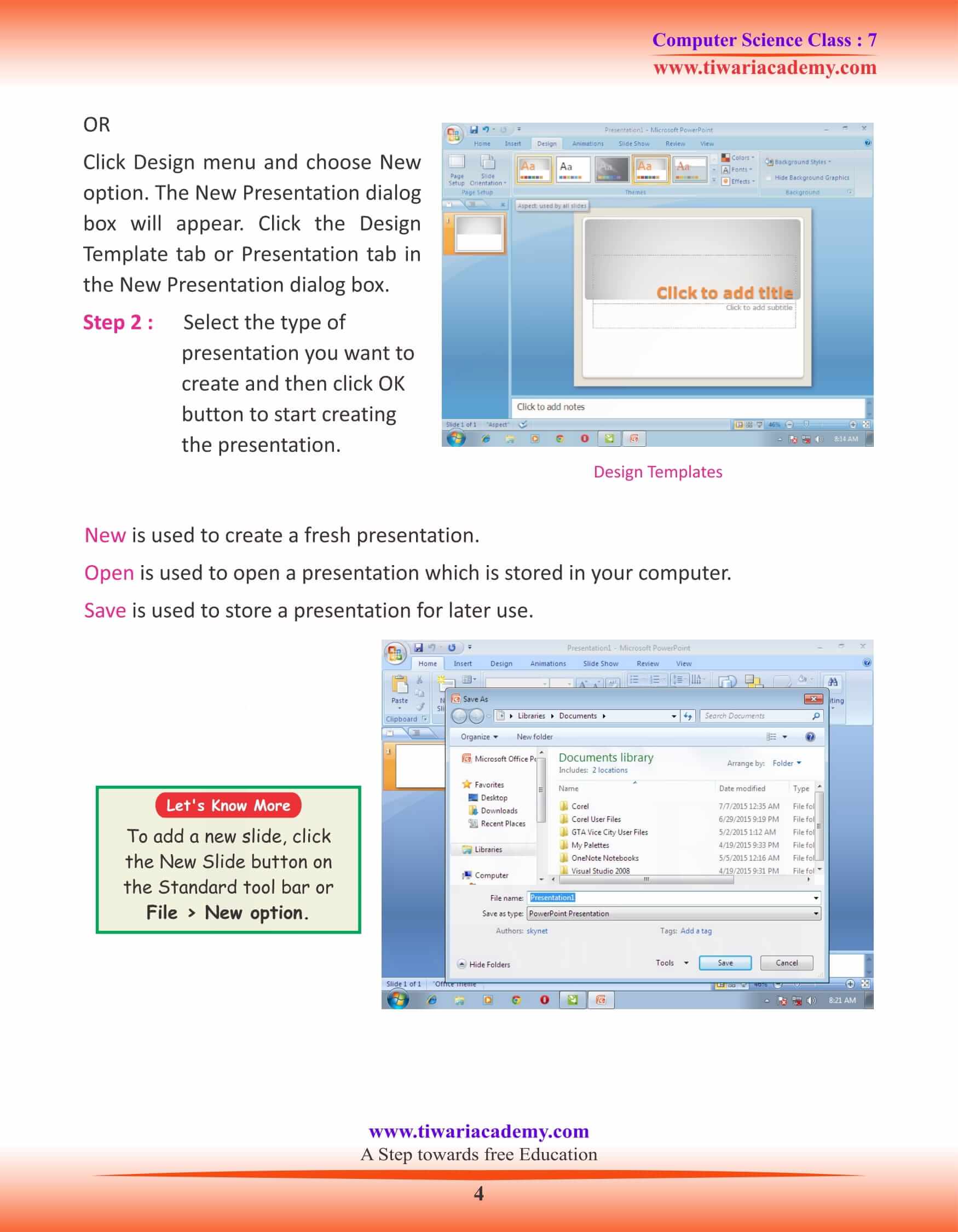 Class 7 Computer Science Chapter 3 Microsoft PowerPoint