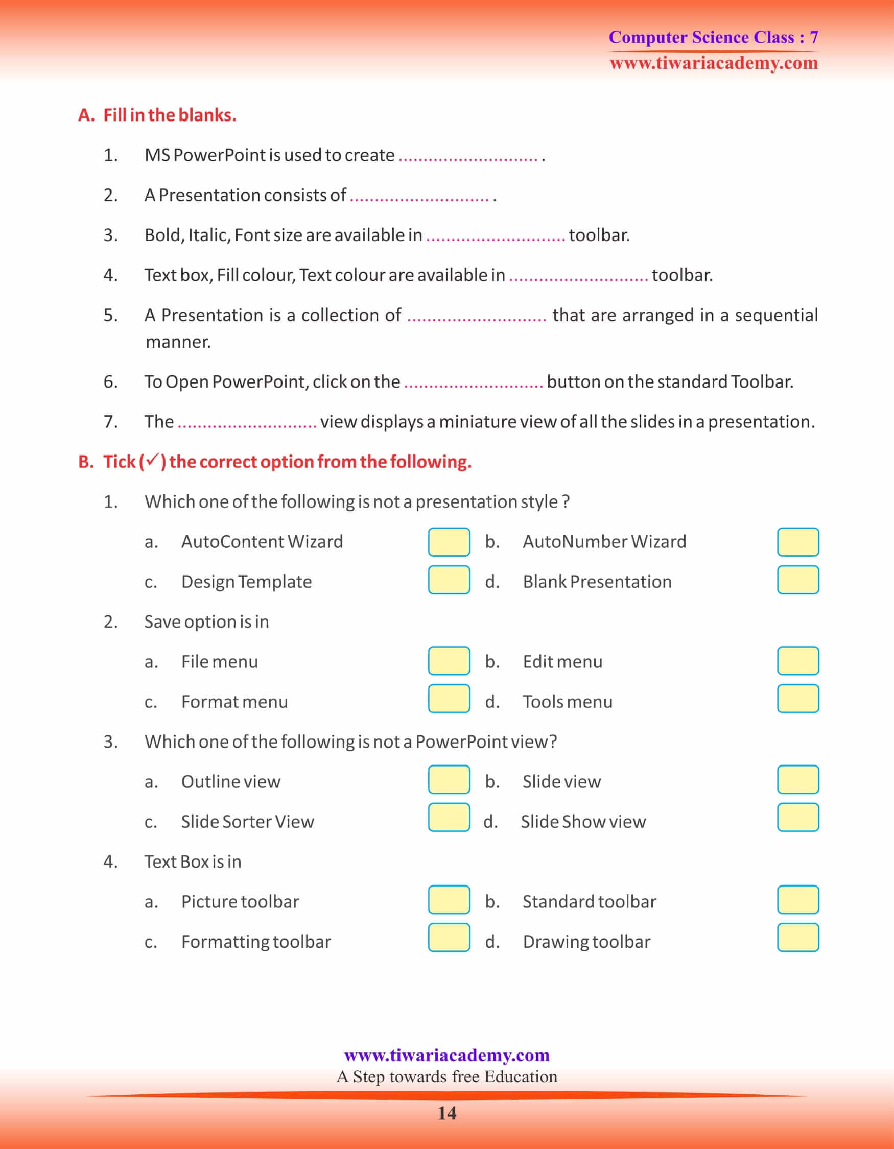 Class 7 Computer Science Chapter 3 Assignments