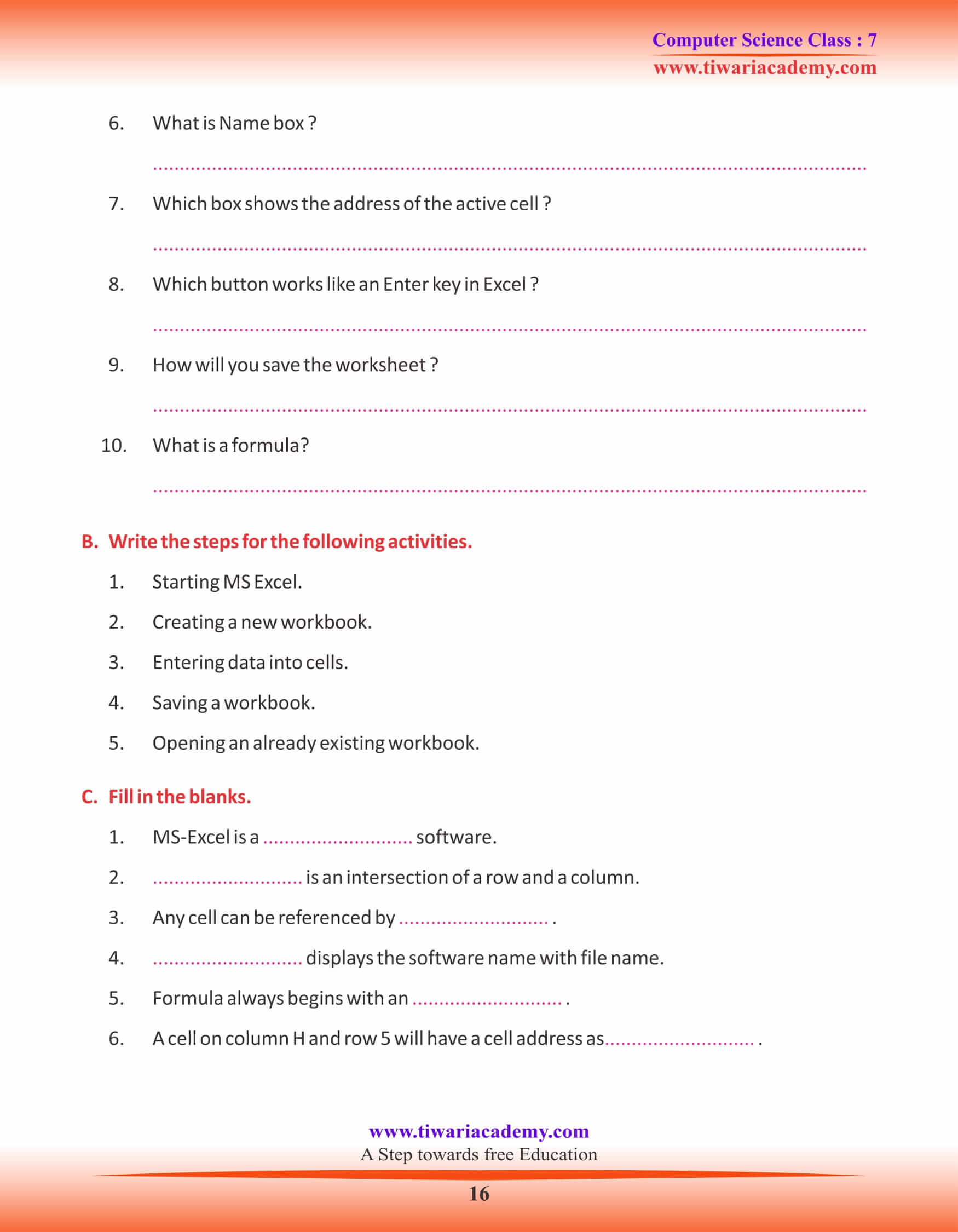 Class 7 Computer Science Chapter 4 Questions