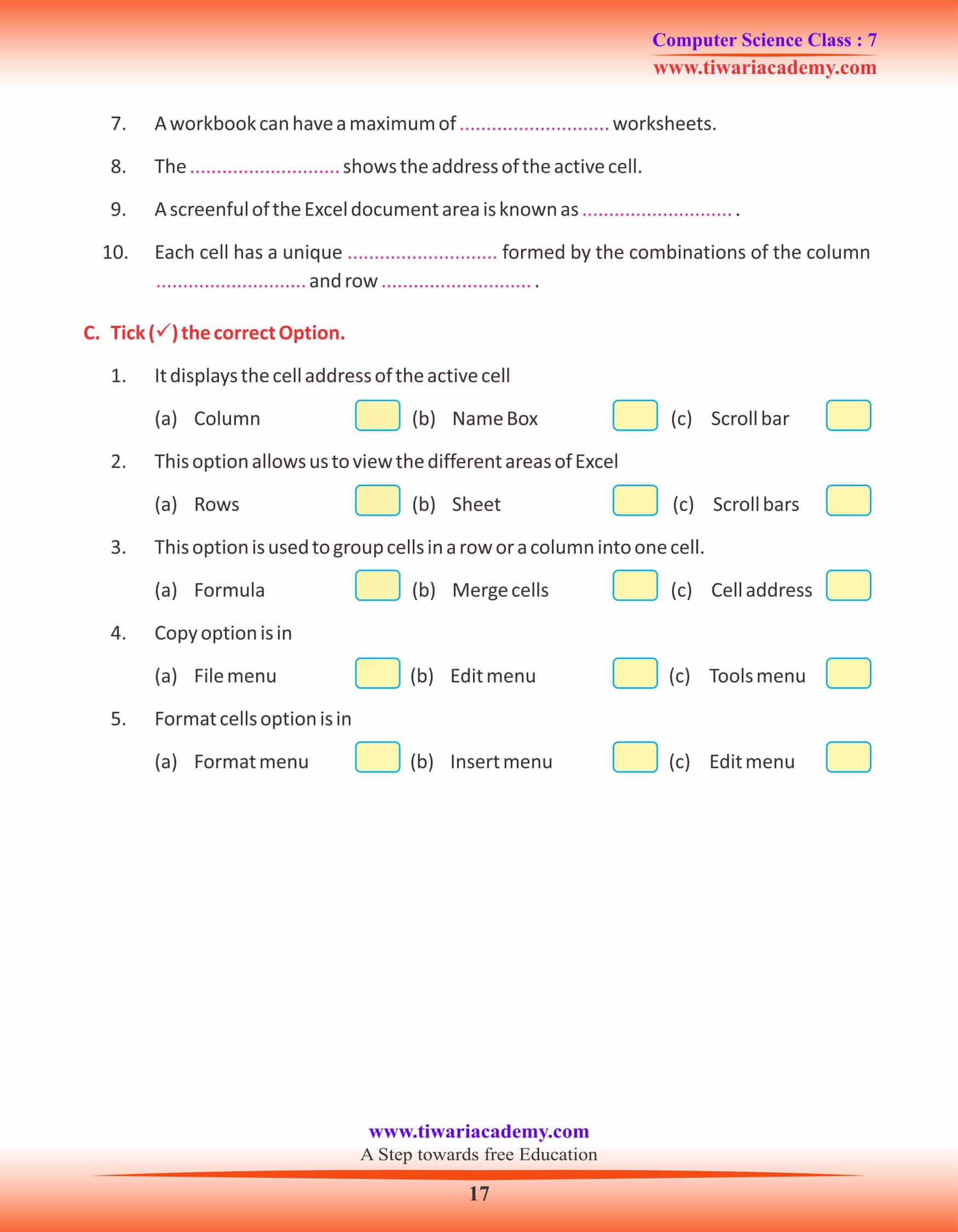 Class 7 Computer Science Chapter 4 ex