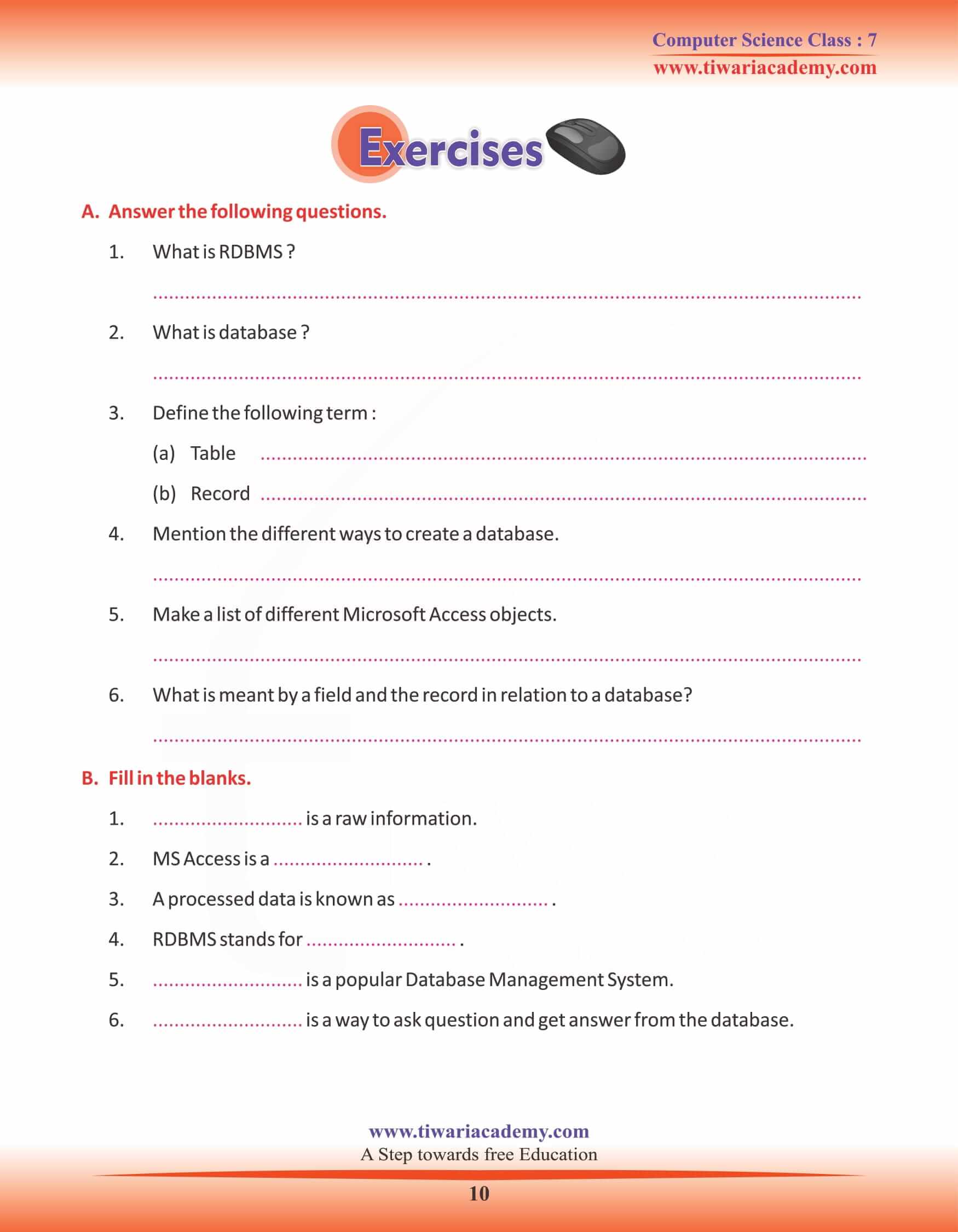 Class 7 Computer Science Chapter 5 Question Answers