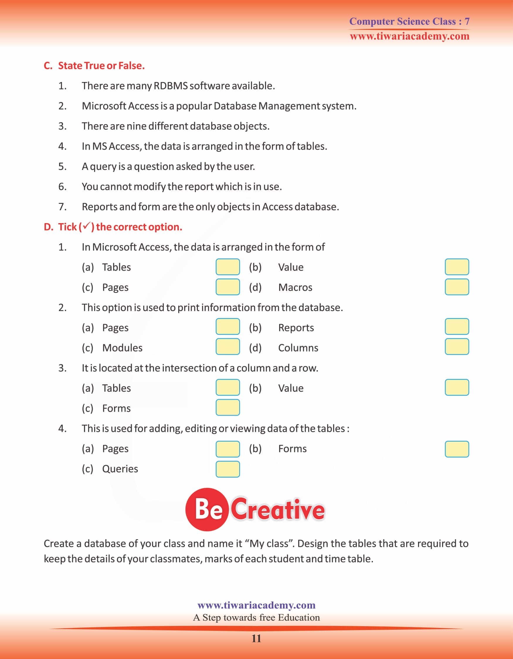 Class 7 Computer Science Chapter 5 Activity