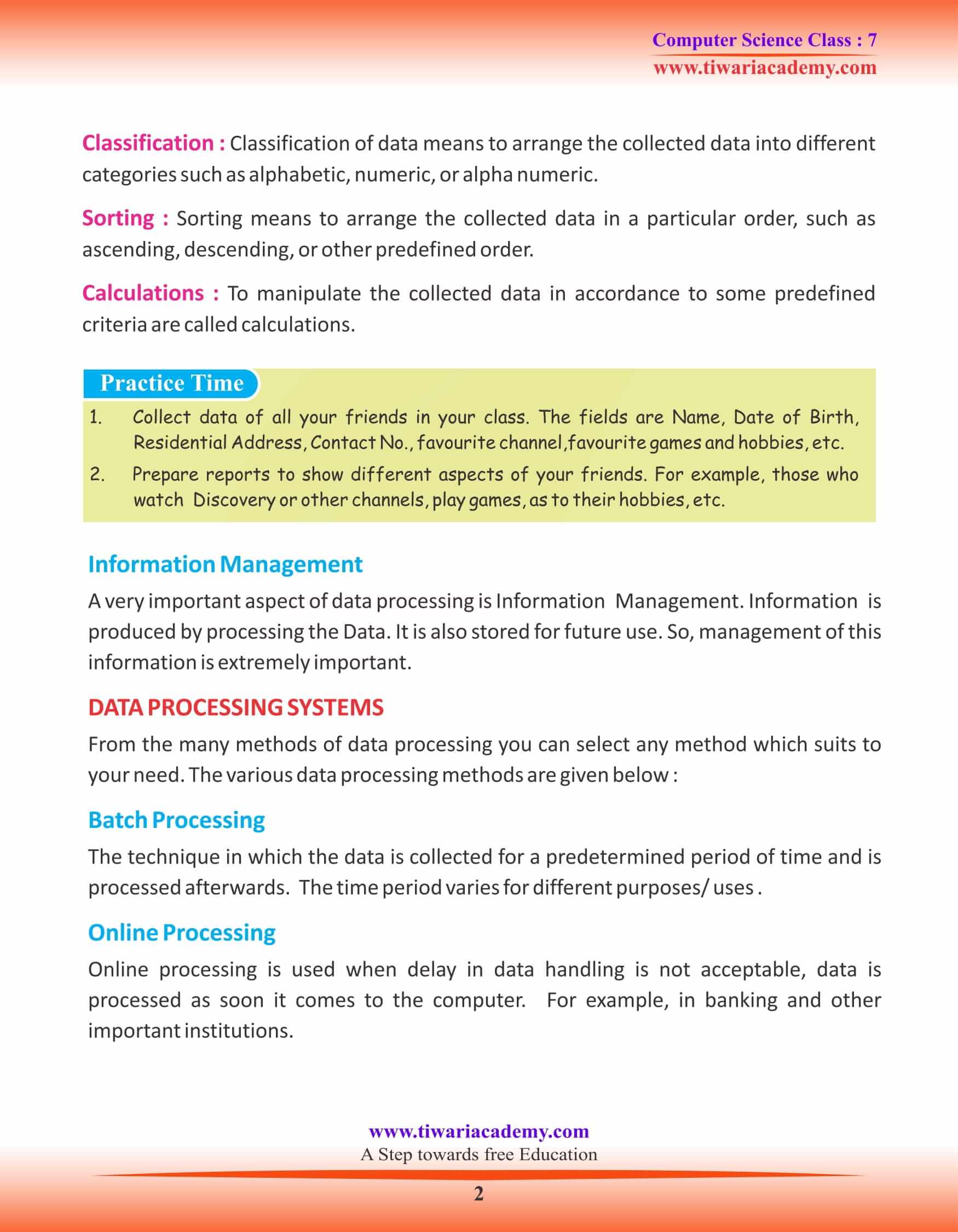 Class 7 Computer Science Chapter 7 Introduction to Database