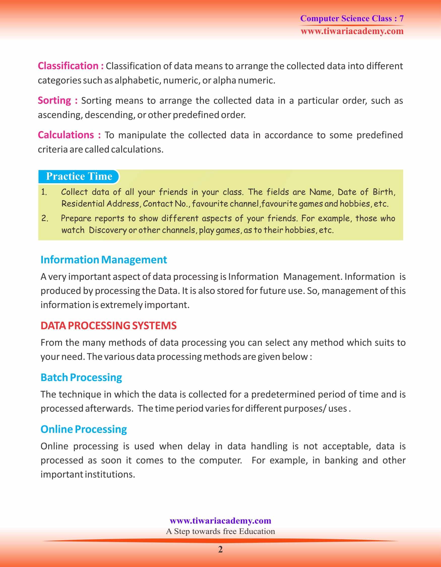 Class 7 Computer Science Chapter 7 Introduction to Database