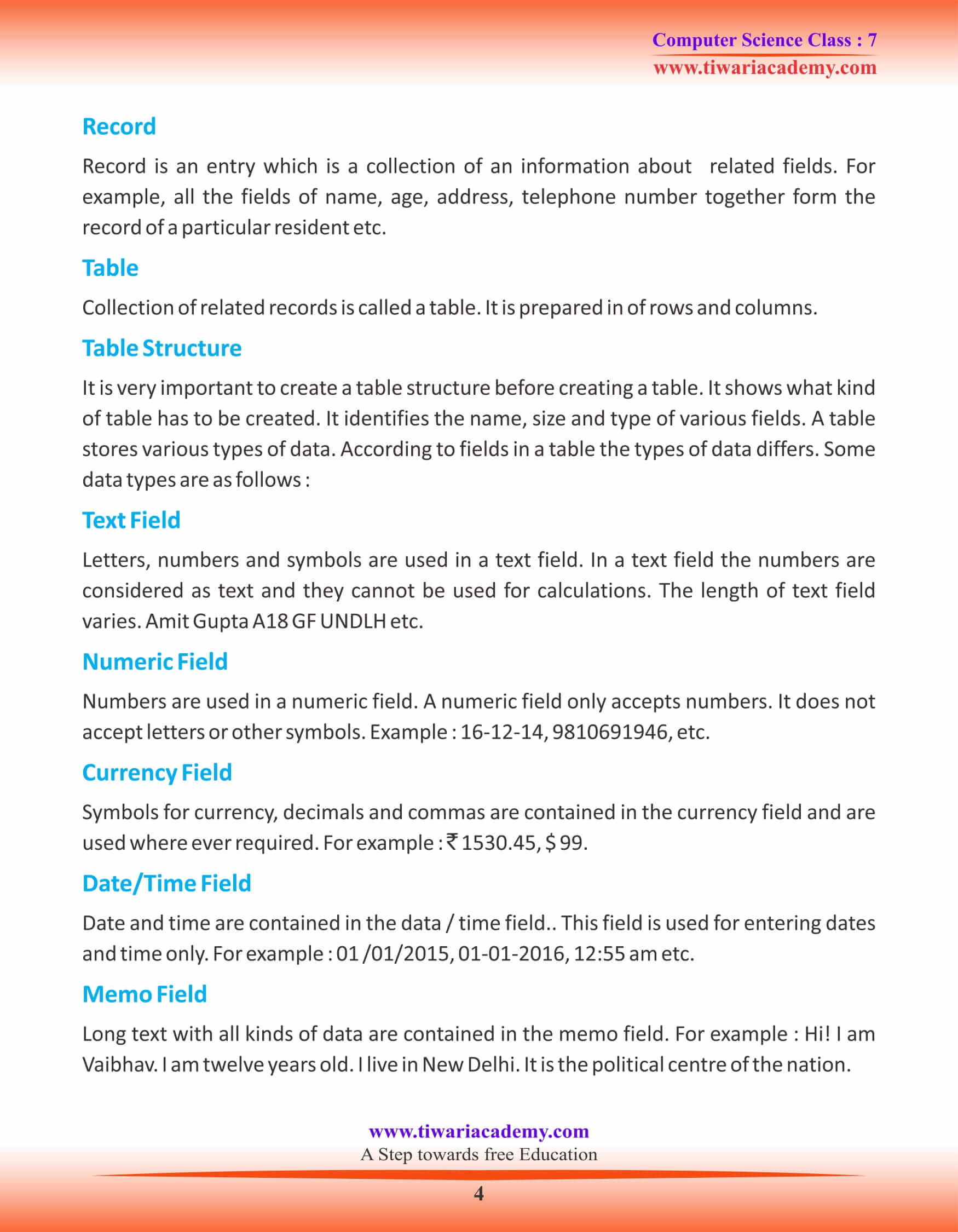 Class 7 Computer Science Chapter 7 Notes