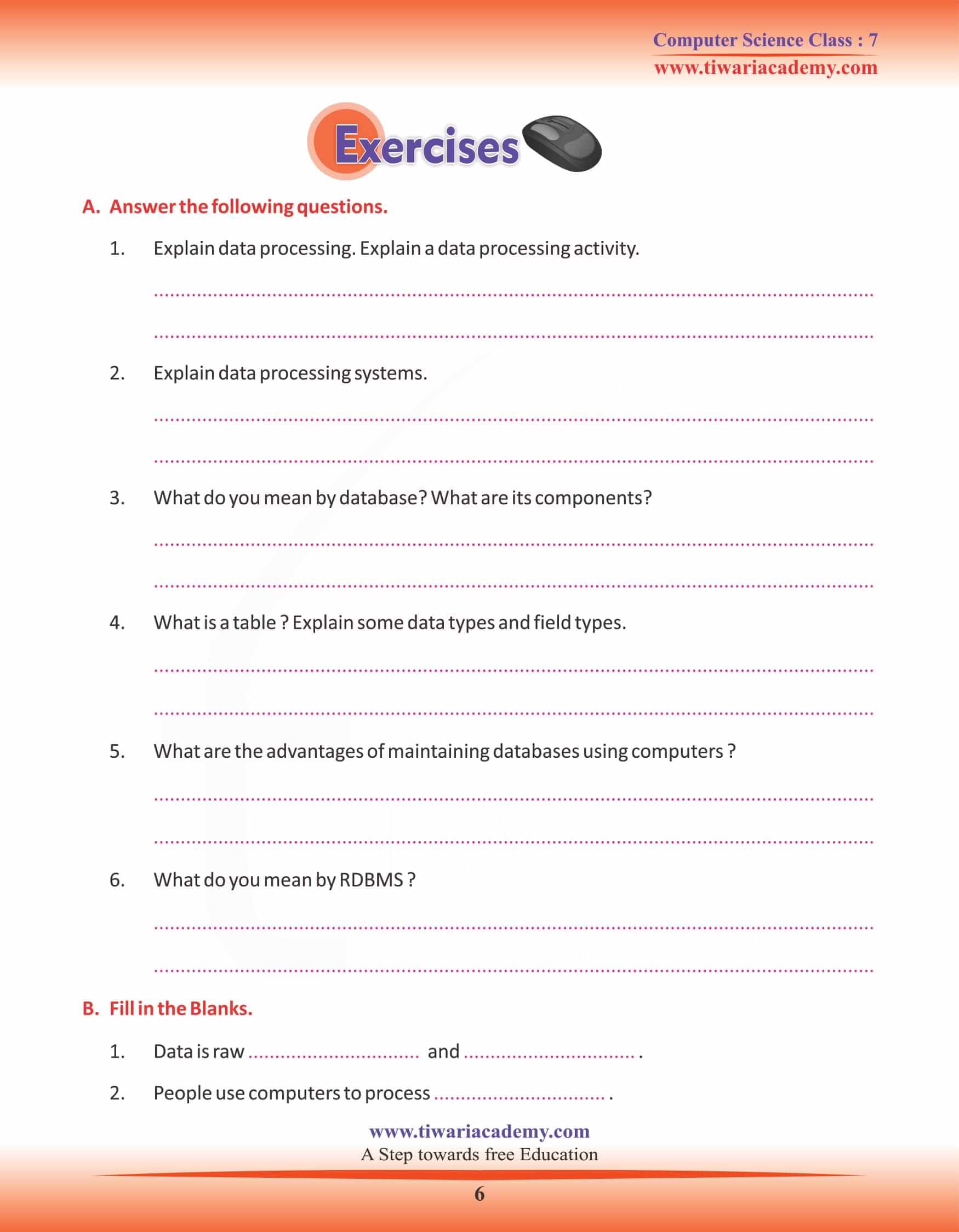 Class 7 Computer Science Chapter 7 Question Answers