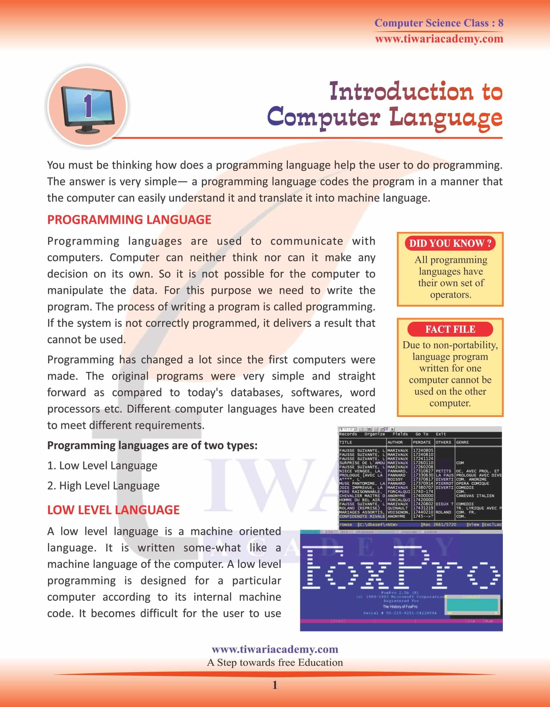 Introduction to Computer Language