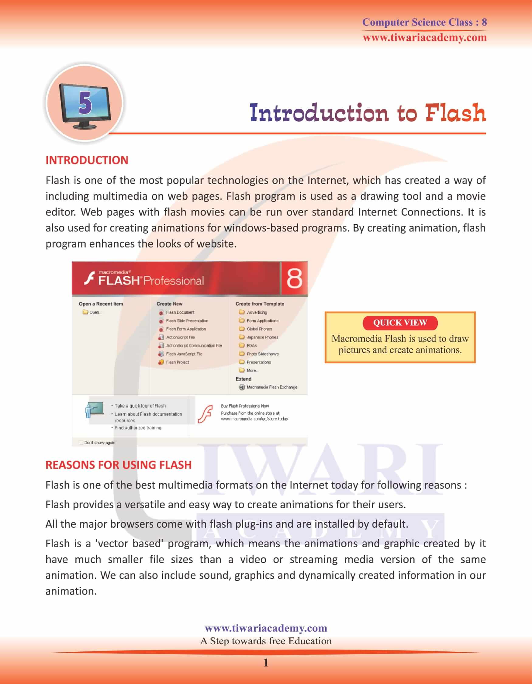Class 8 Computer Science Chapter 5 Introduction to Flash