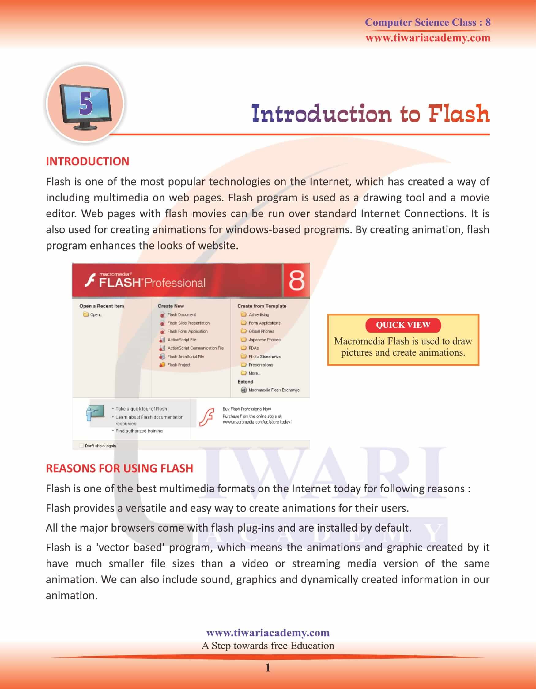 Class 8 Computer Science Chapter 5 Introduction to Flash