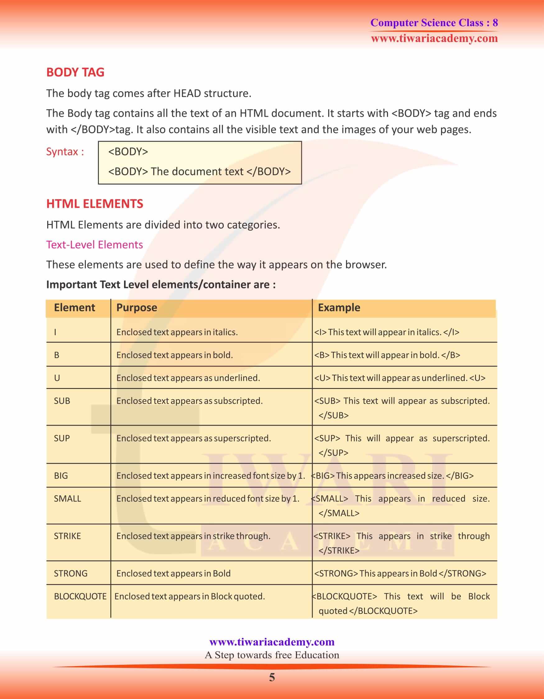 Class 8 Computer Science Chapter 6 Study Material