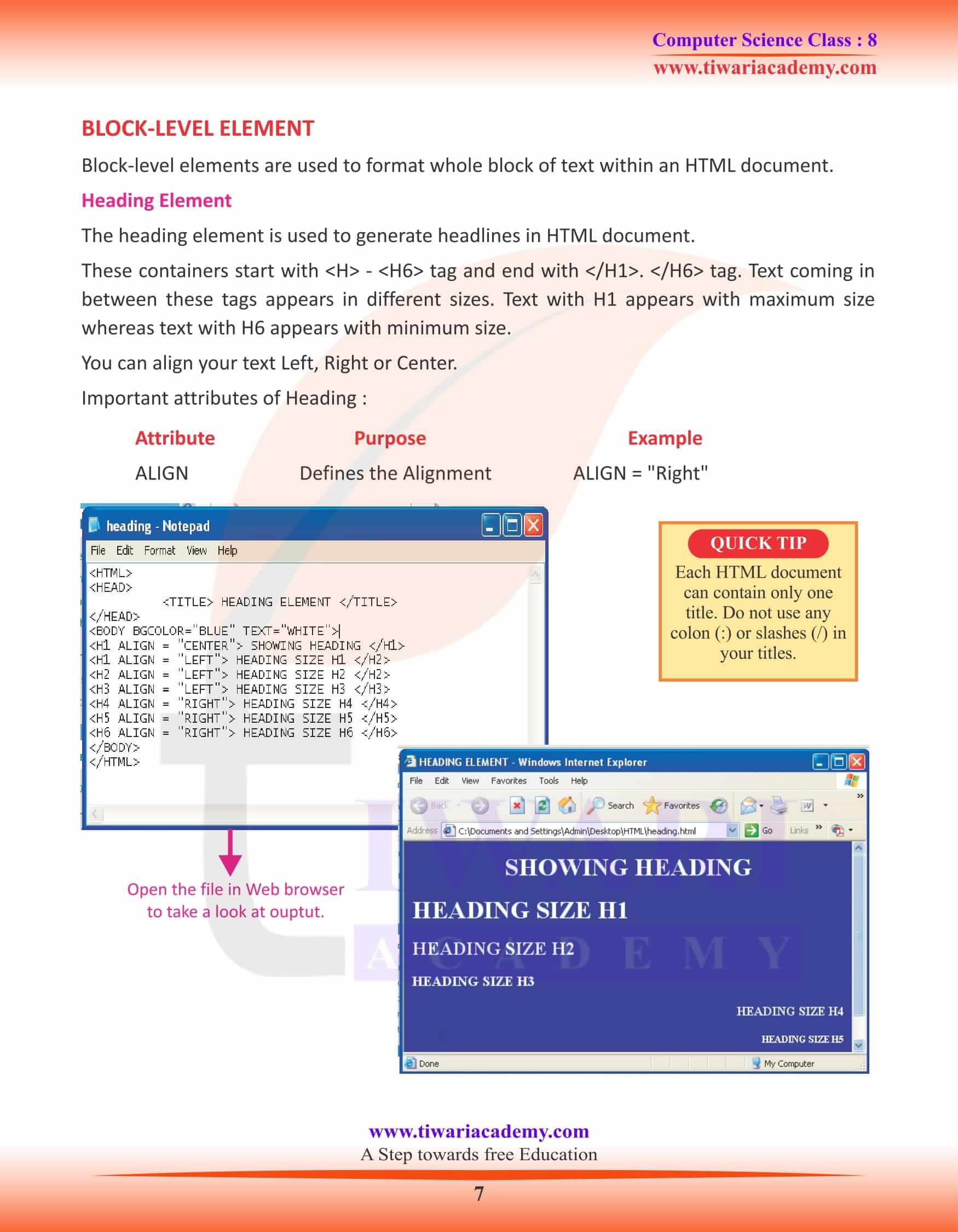 Class 8 Computer Science Chapter 6 Revision