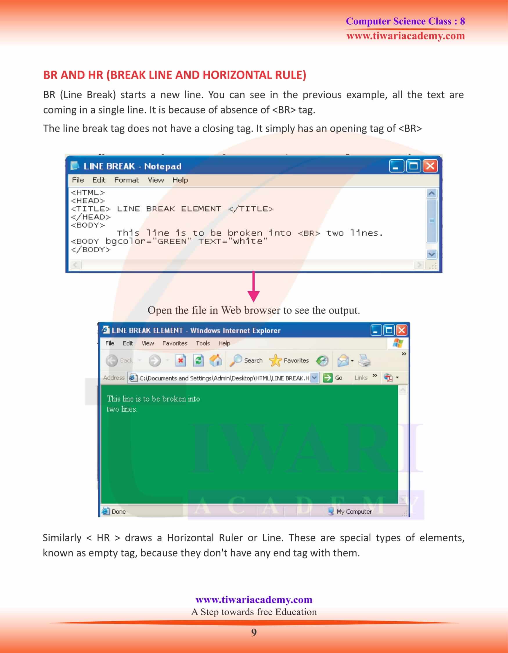 Class 8 Computer Science Chapter 6 Exercises
