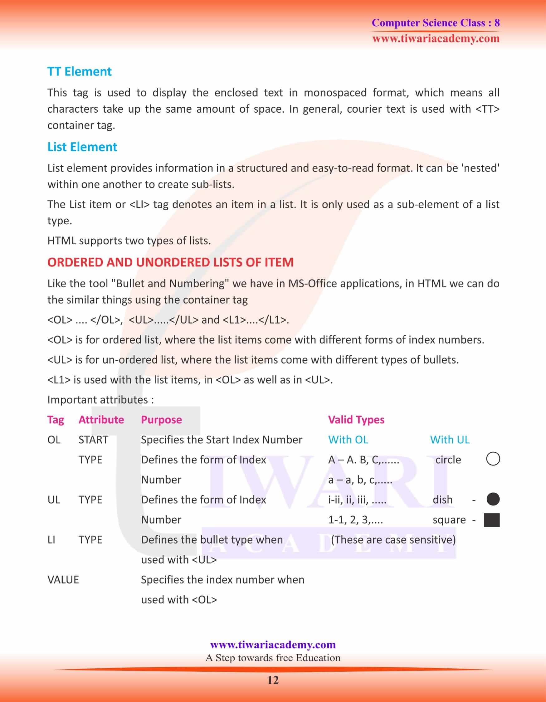 Class 8 Computer Science Chapter 6 Assignments