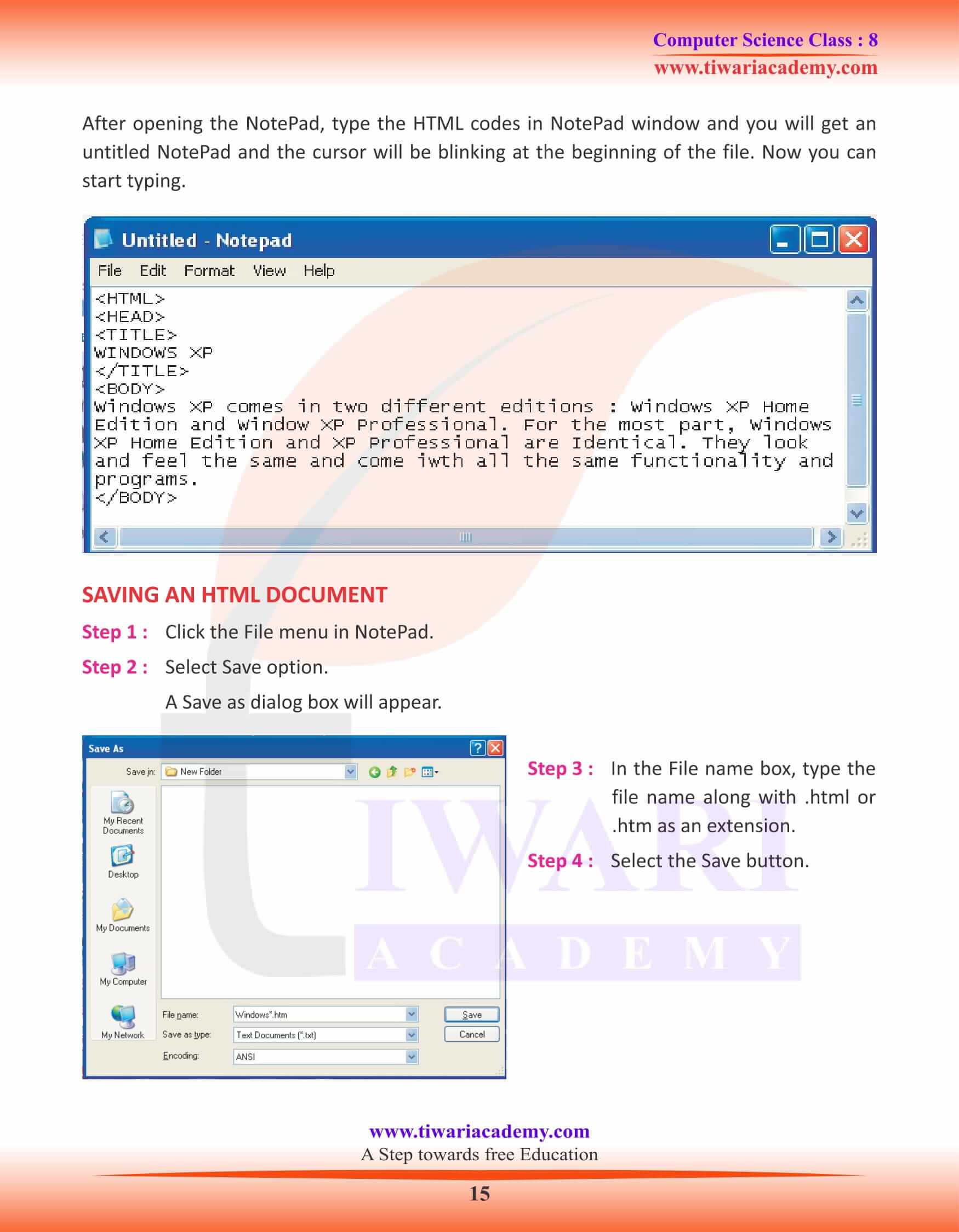 Class 8 Computer Science Chapter 6 Examples