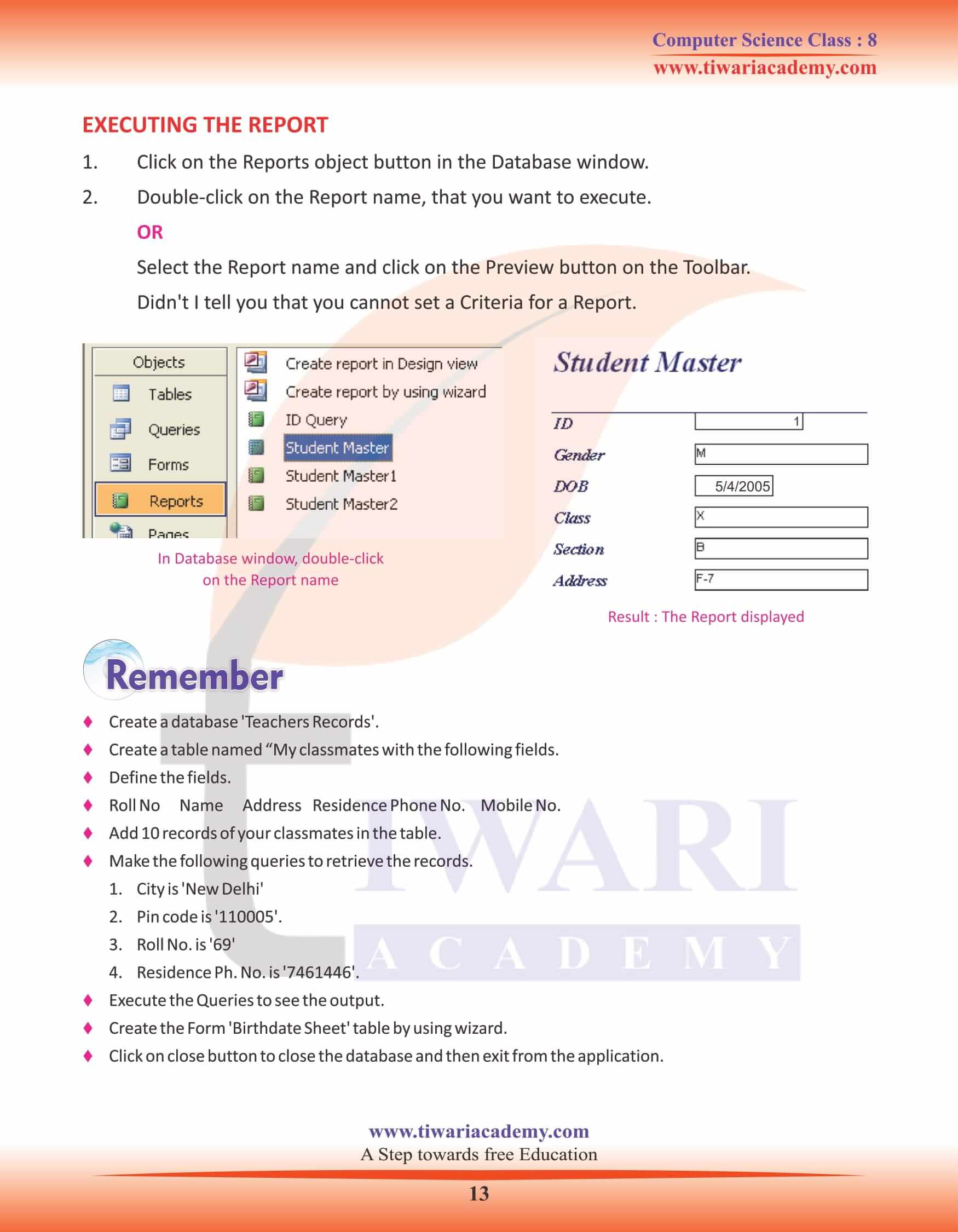 Class 8 Computer Science Chapter 7 Revision notes